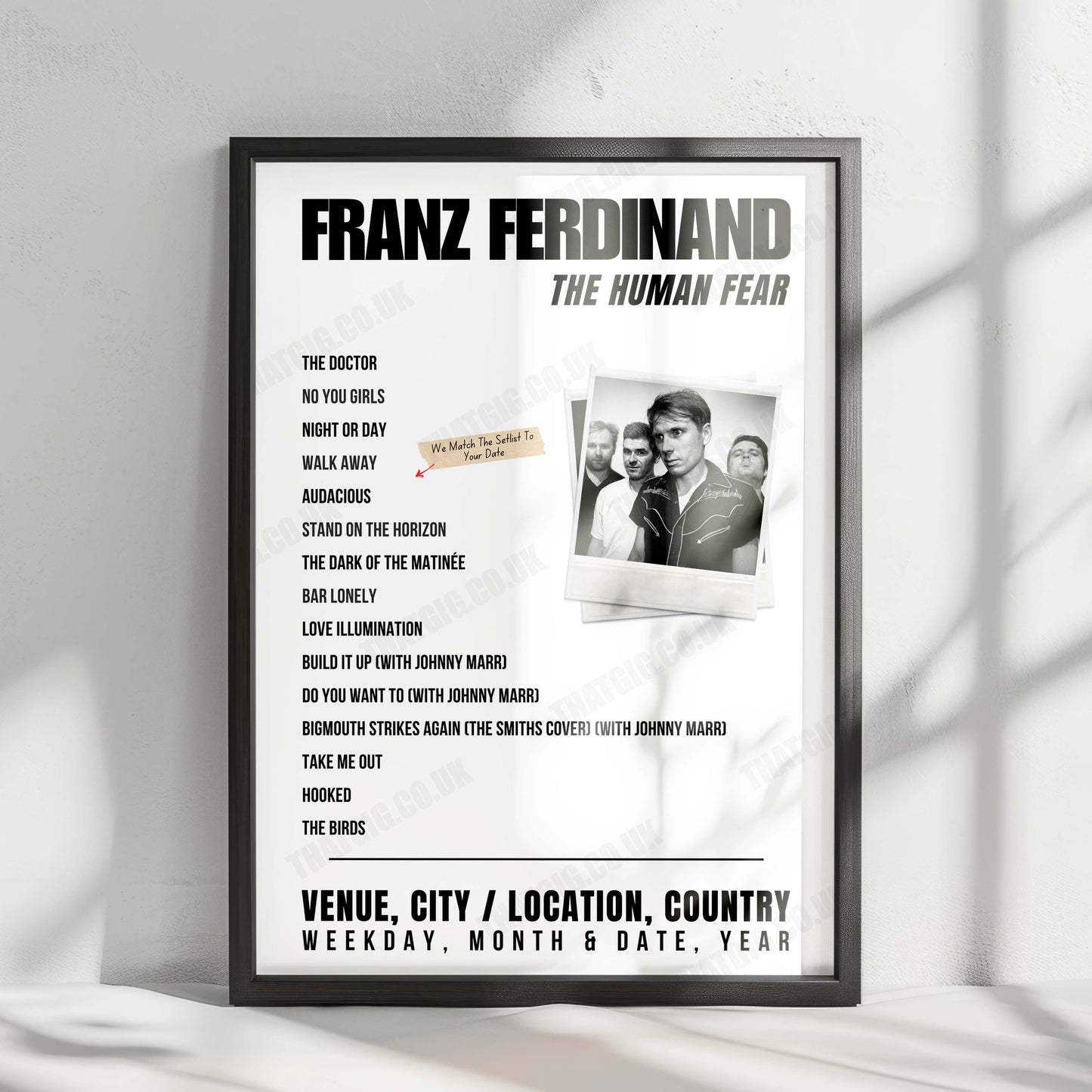 Franz Ferdinand Setlist Poster - TivoliVredenburg Grote Zaal, Utrecht - July 13th, 2025