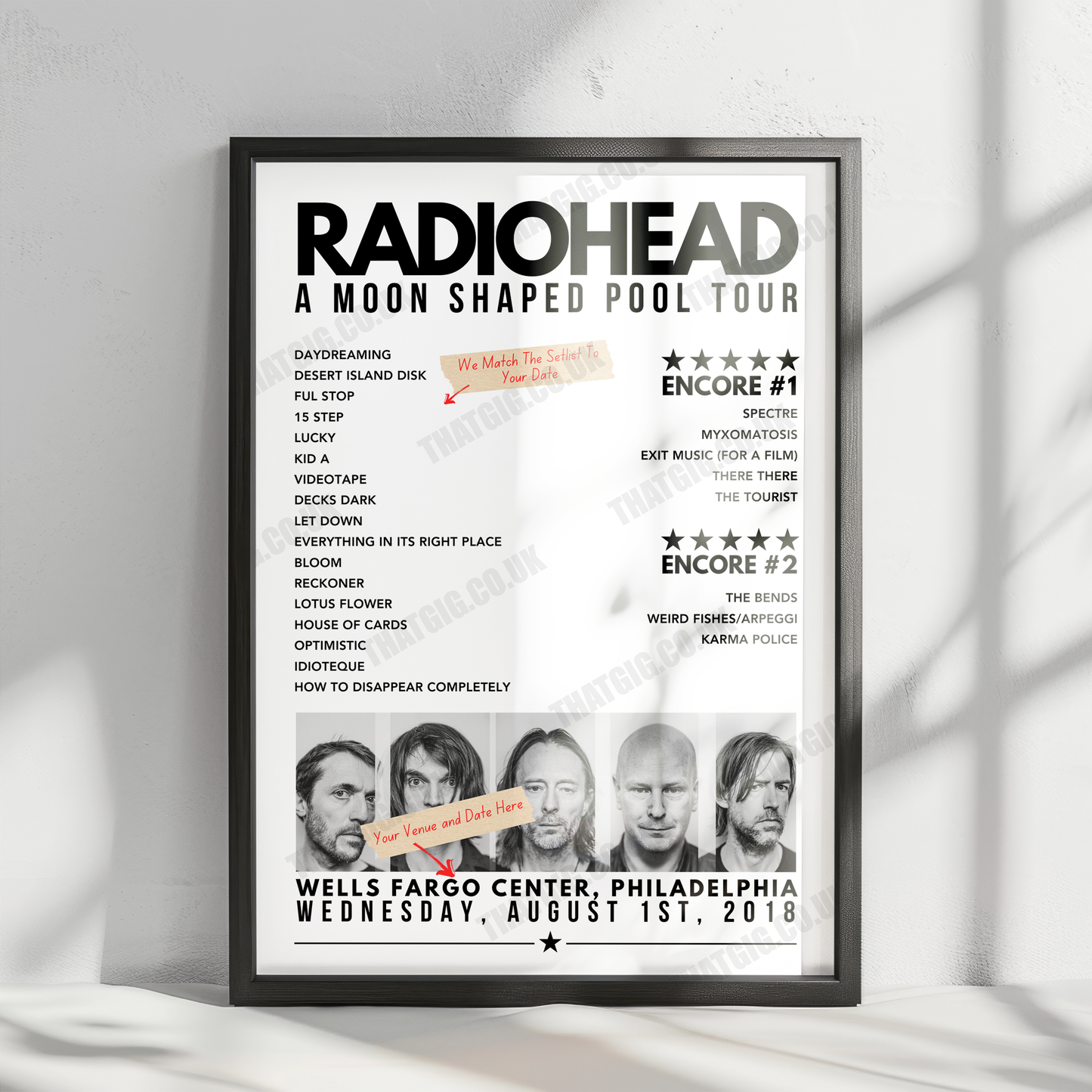 Radiohead Setlist Poster - U.S. Bank Arena, Cincinnati, USA - July 25th, 2018