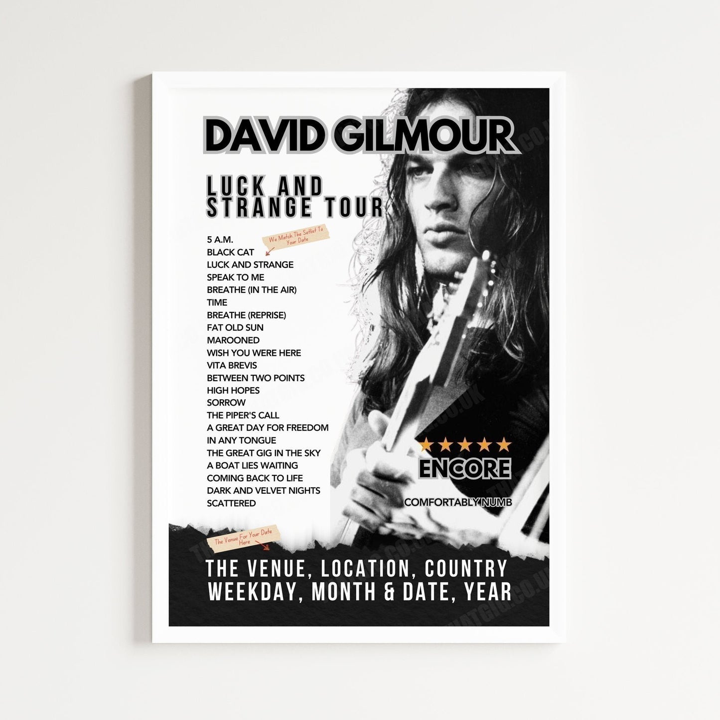 David Gilmour Setlist Poster - Brighton Centre, Brighton, England - September 20th, 2024