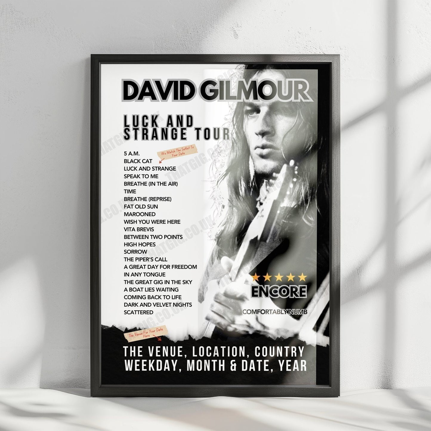 David Gilmour Setlist Poster - Brighton Centre, Brighton, England - September 20th, 2024