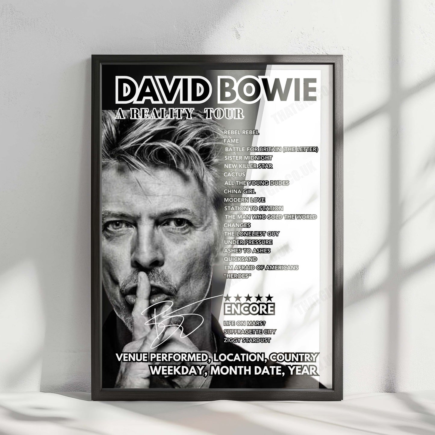 David Bowie Setlist Poster - BBC Radio Theatre, London - June 27th, 2000