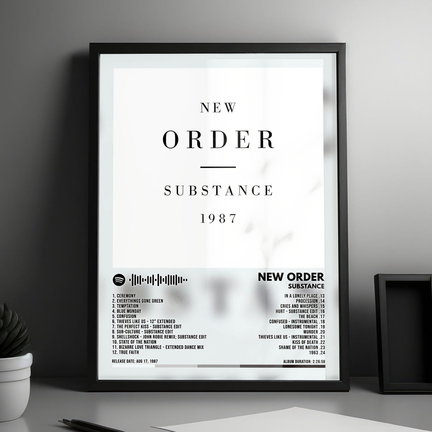 New Order "Substance" Album Cover Poster - with Complete Tracklist