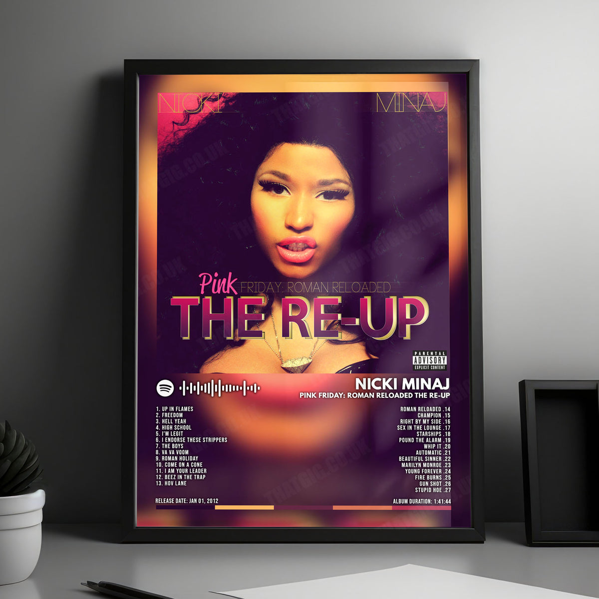 Nicki Minaj "Pink Friday: Roman Reloaded" Album Cover Poster - with Complete Tracklist