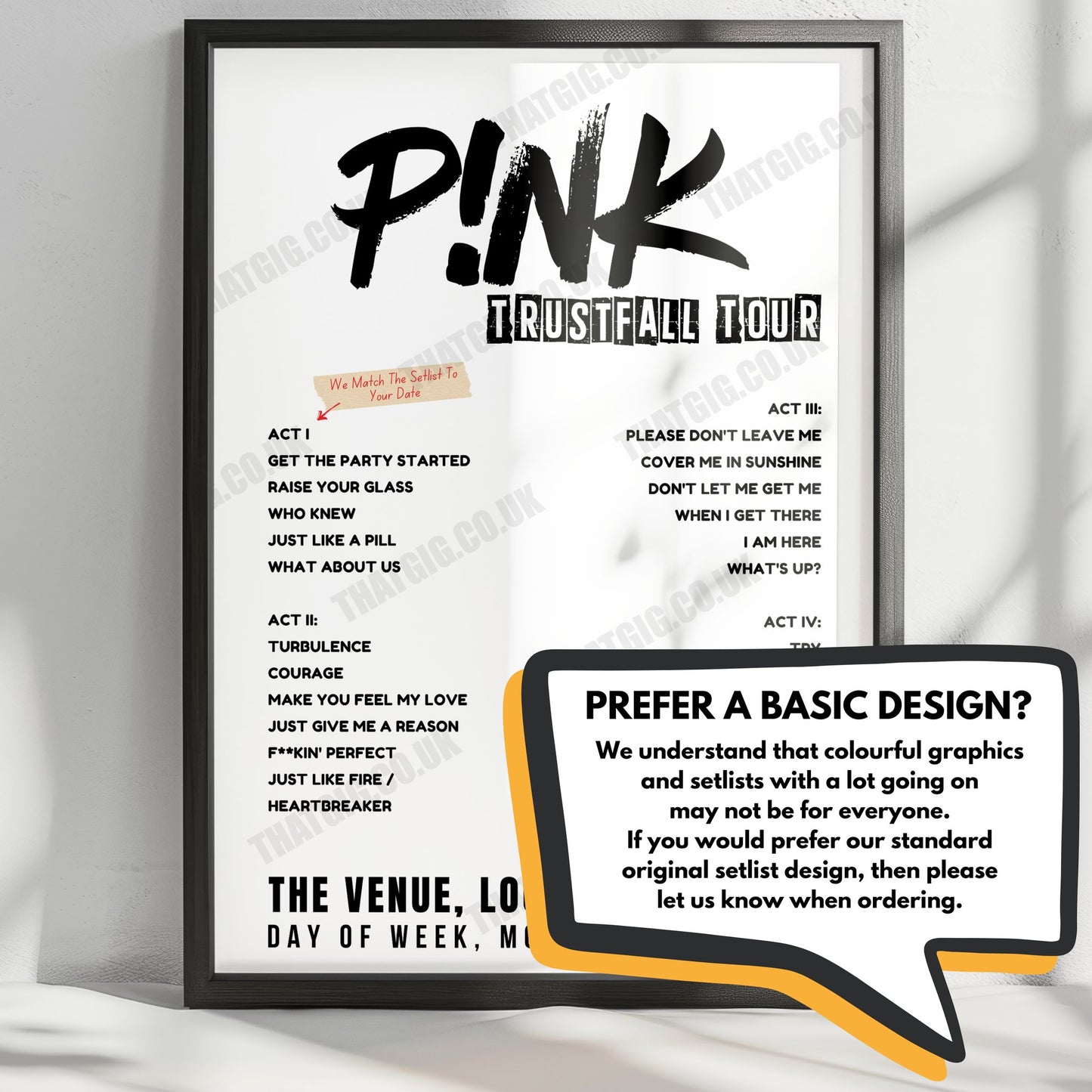 P!nk Setlist Poster - Ball Arena, Denver - October 25th, 2023