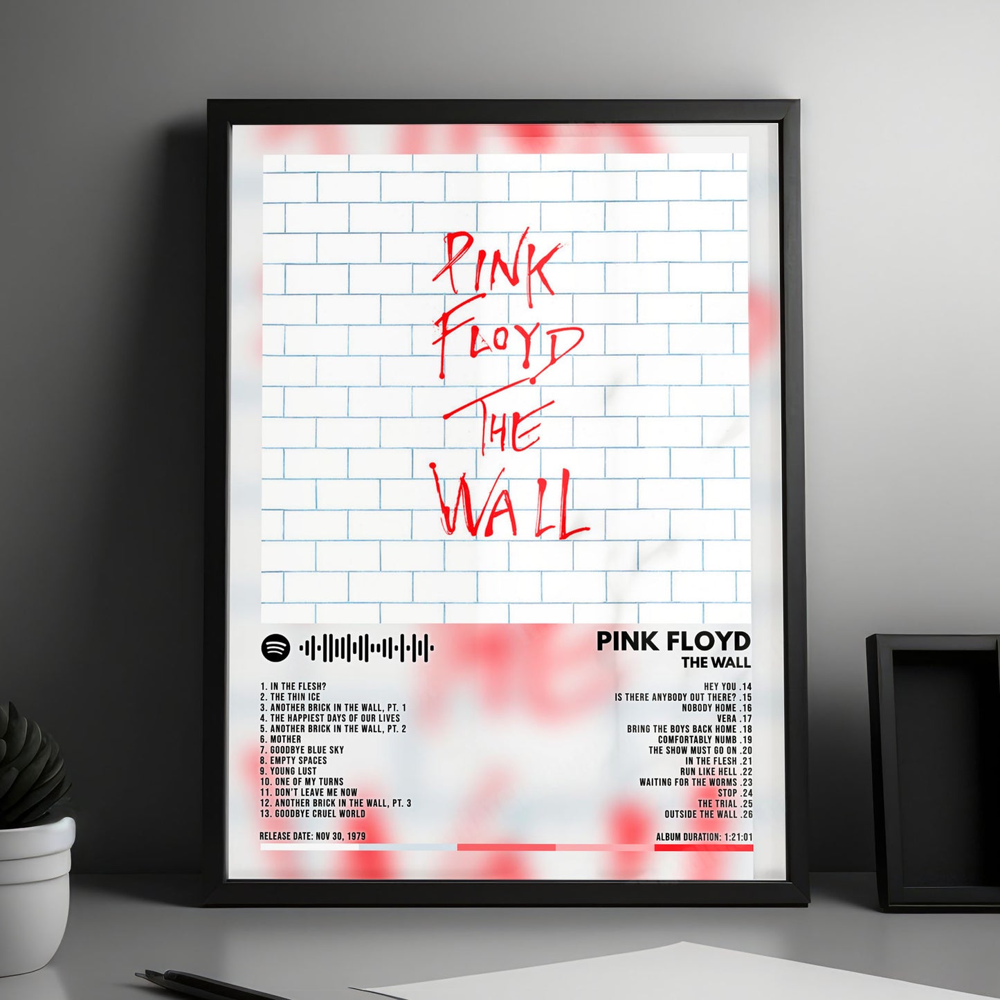 Pink Floyd "The Wall" Album Cover Poster - with Complete Tracklist