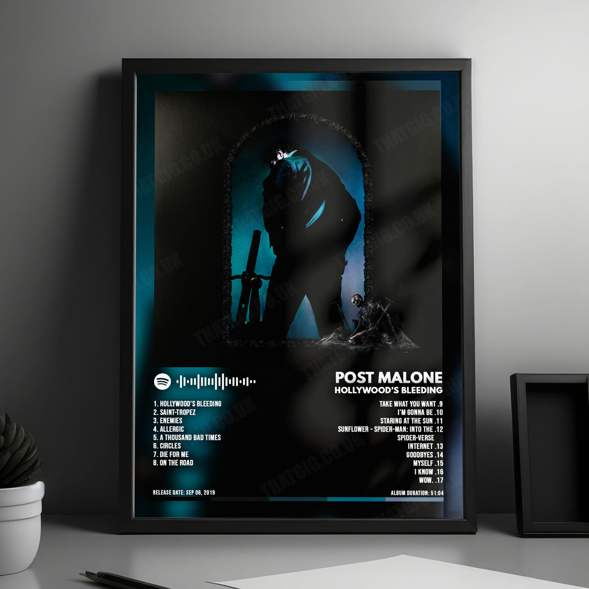 Post Malone "Hollywood's Bleeding" Album Cover Poster - with Complete Tracklist