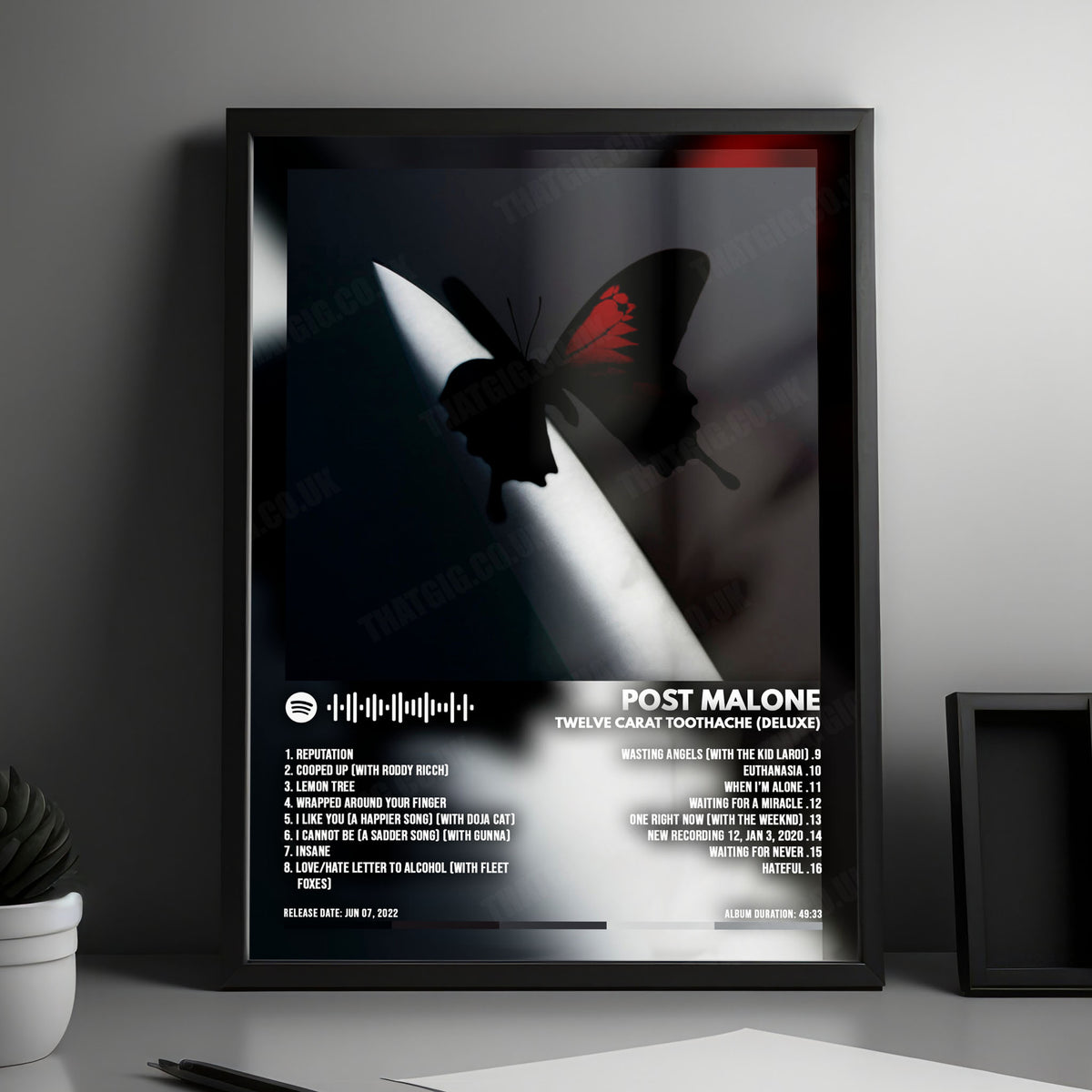 Post Malone "Twelve Carat Toothache (Deluxe)" Album Cover Poster - with Complete Tracklist