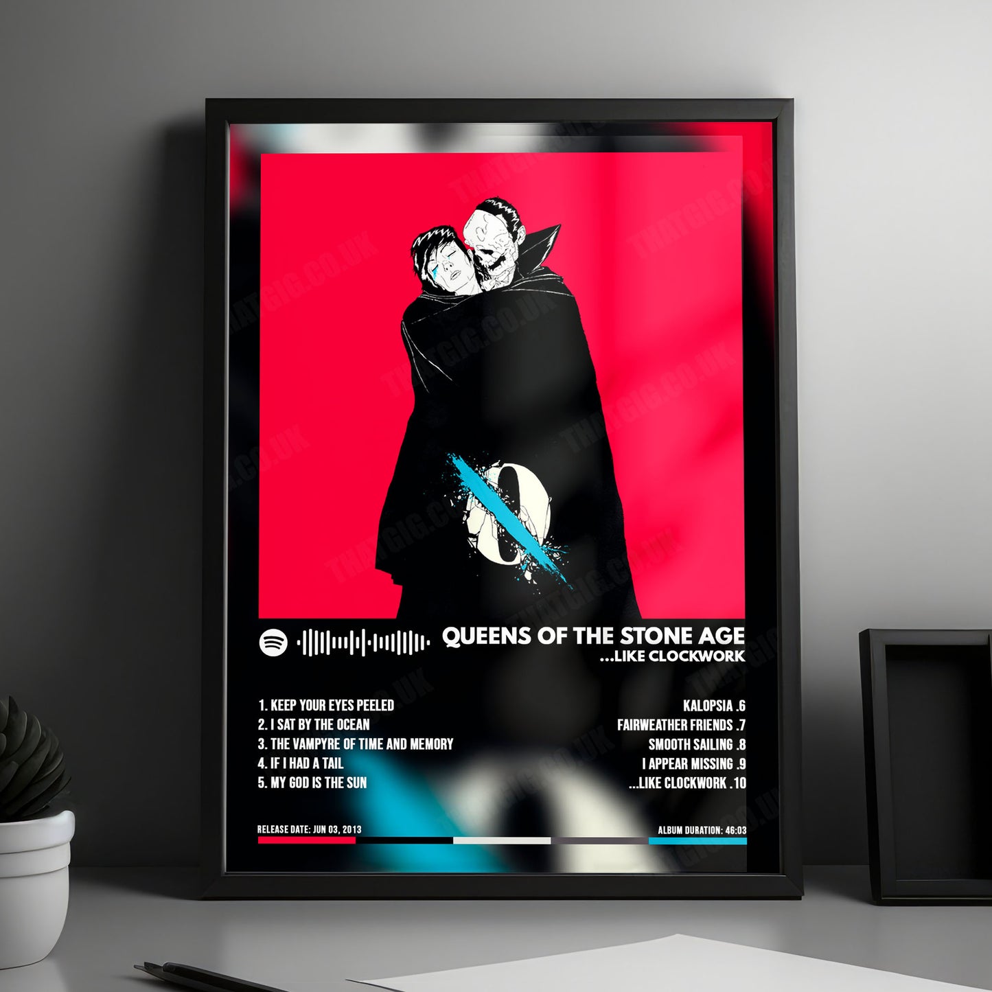 Queens of the Stone Age "...Like Clockwork" Album Cover Poster - with Complete Tracklist