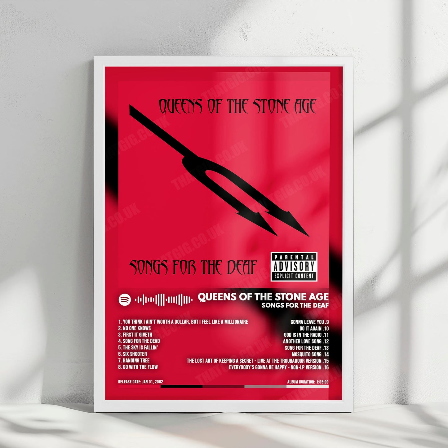 Queens of the Stone Age "Songs for the Deaf" Album Cover Poster - with Complete Tracklist