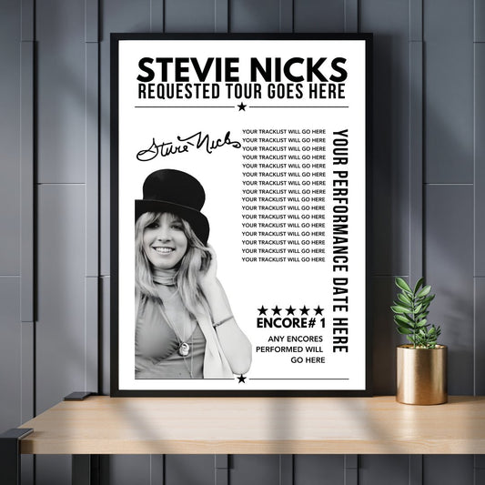 Custom Stevie Nicks Setlist Poster - Personalised Design for Any Date & Venue