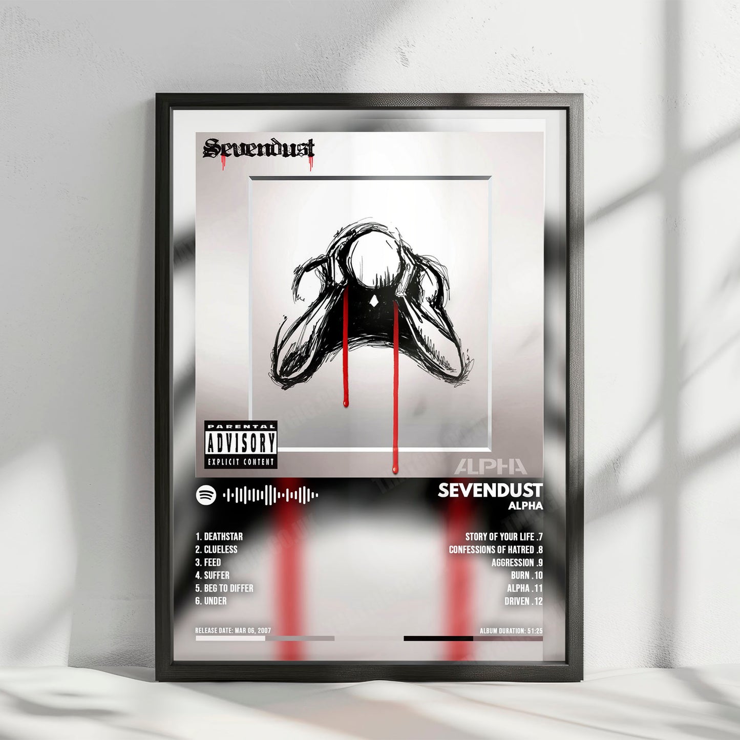 Sevendust "Alpha " Album Cover Poster - with Complete Tracklist