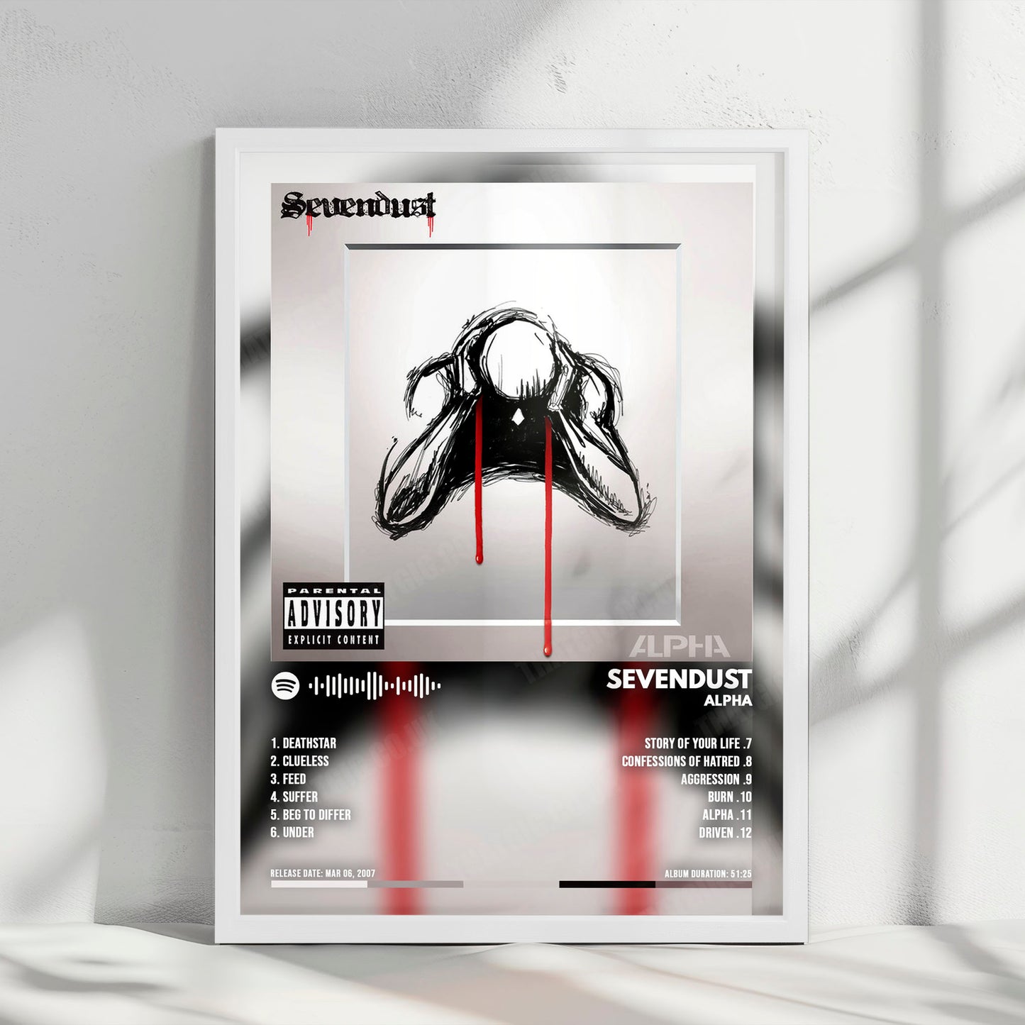 Sevendust "Alpha " Album Cover Poster - with Complete Tracklist