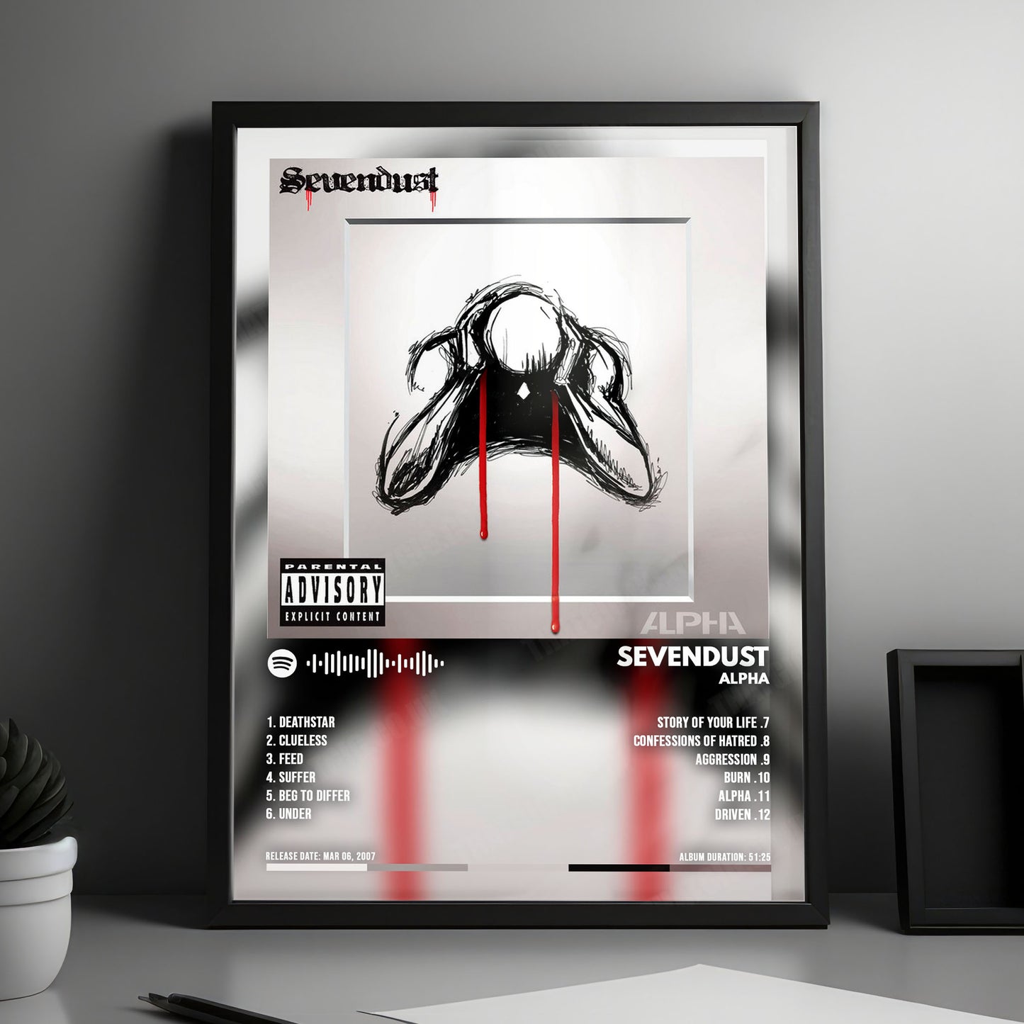 Sevendust "Alpha " Album Cover Poster - with Complete Tracklist