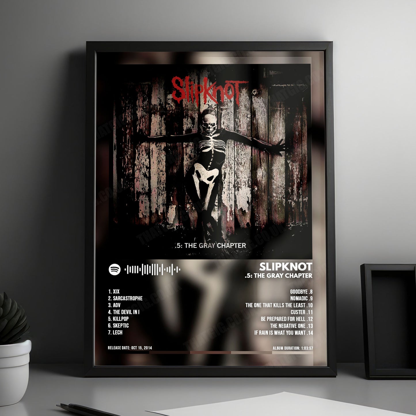 Slipknot ".5: The Gray Chapter " Album Cover Poster - with Complete Tracklist