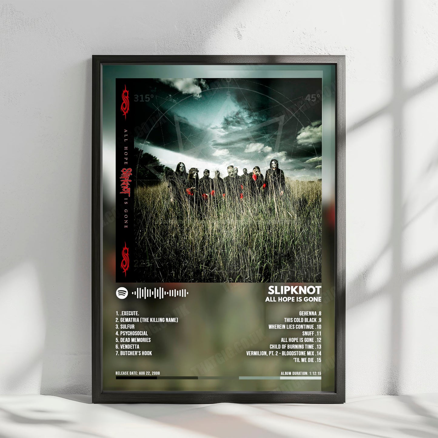 Slipknot "All Hope Is Gone " Album Cover Poster - with Complete Tracklist