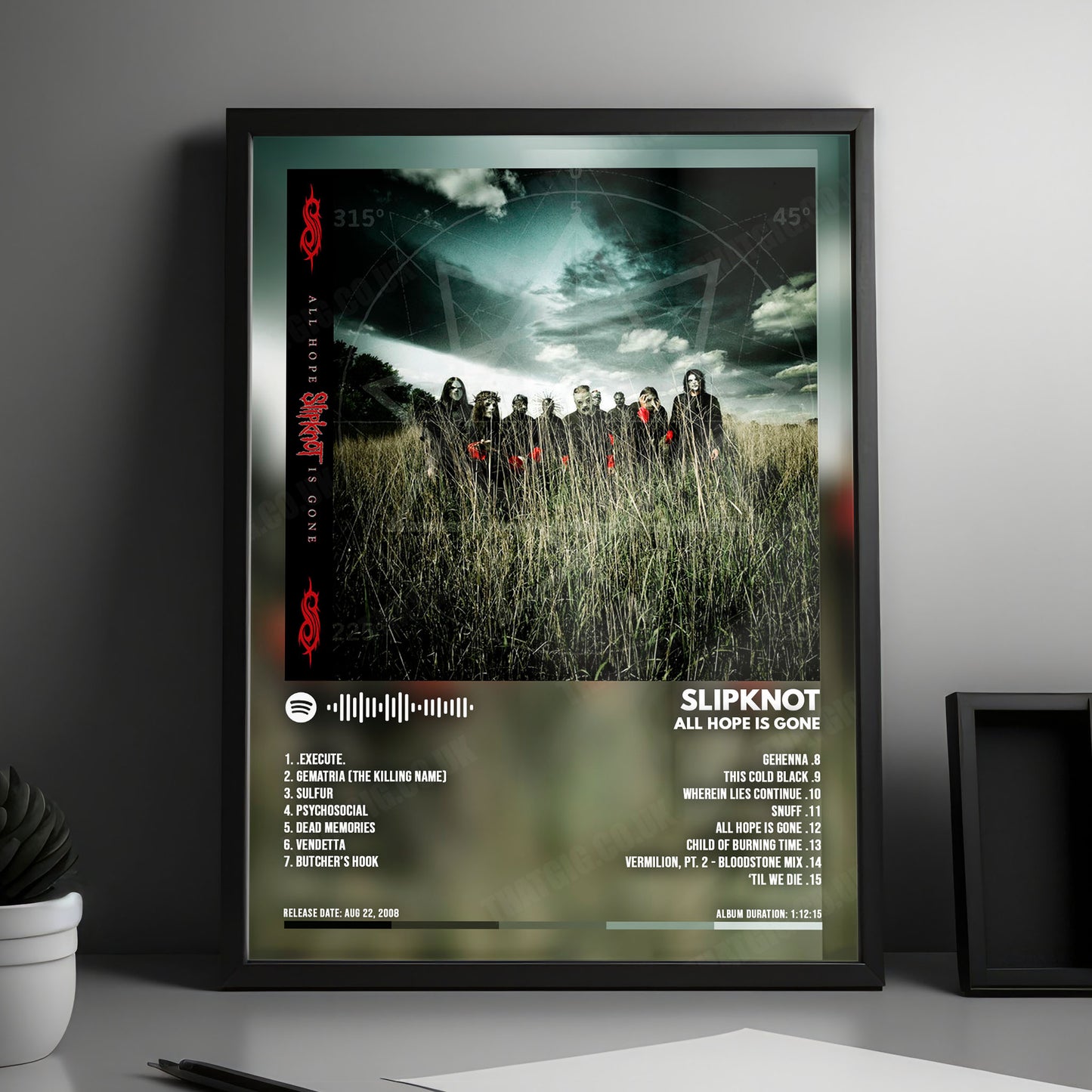 Slipknot "All Hope Is Gone " Album Cover Poster - with Complete Tracklist