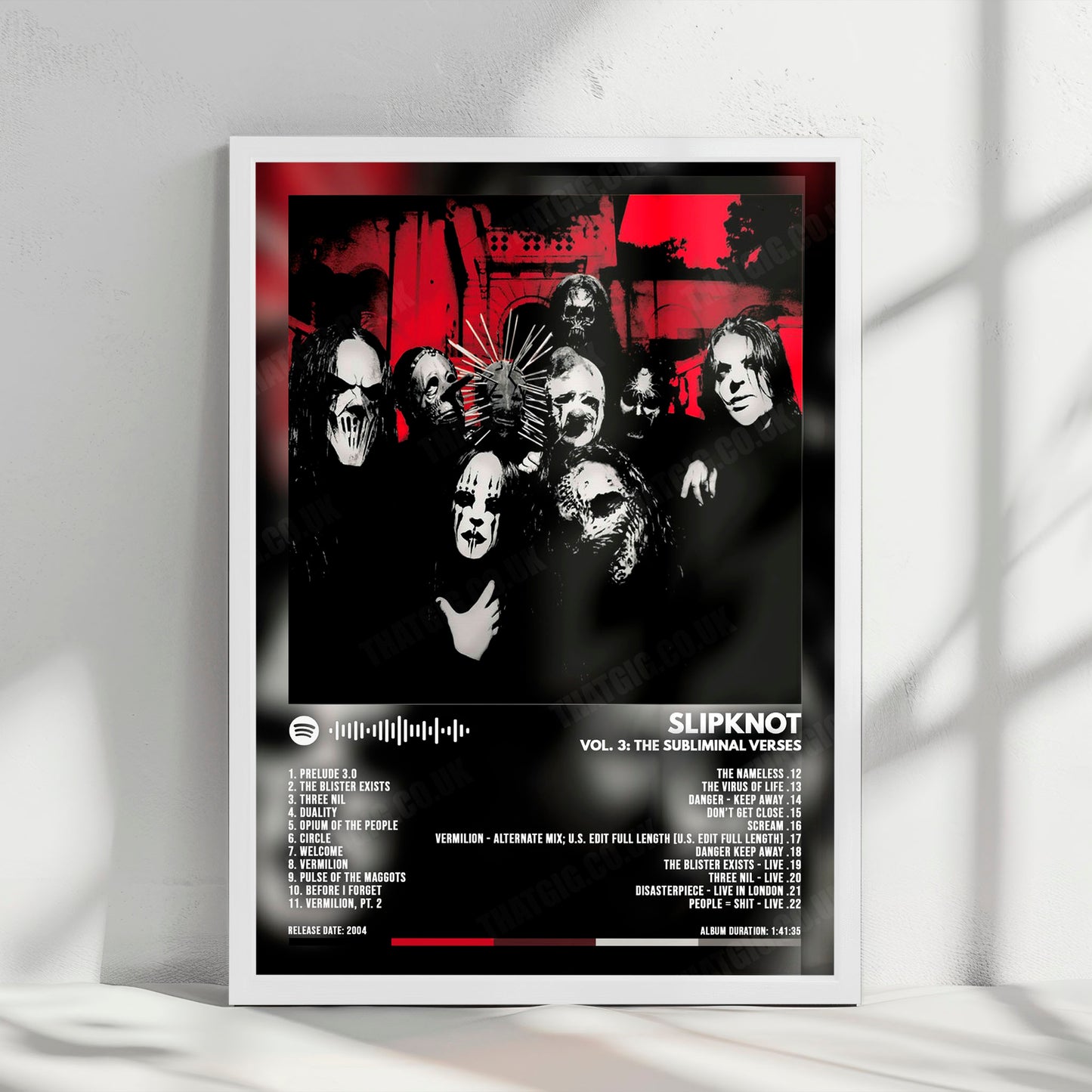Slipknot "Vol. 3: (The Subliminal Verses) " Album Cover Poster - with Complete Tracklist