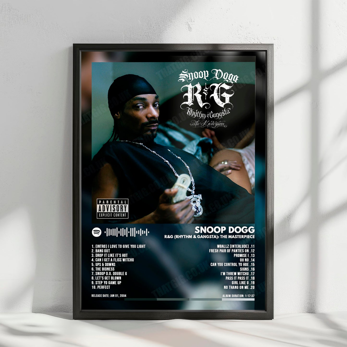 Snoop Dogg "R&G (Rhythm & Gangsta): The Masterpiece" Album Cover Poster - with Complete Tracklist