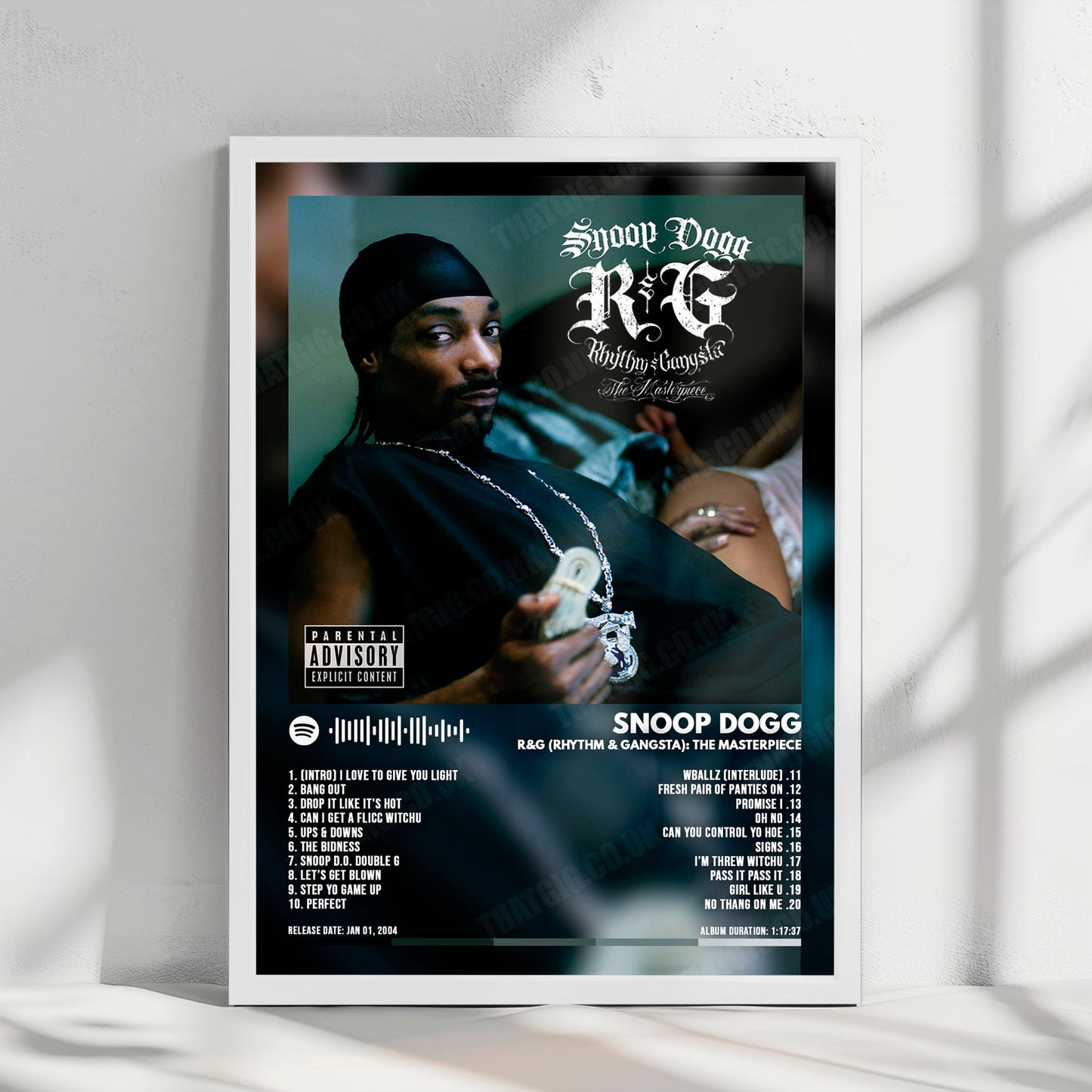 Snoop Dogg "R&G (Rhythm & Gangsta): The Masterpiece" Album Cover Poster - with Complete Tracklist