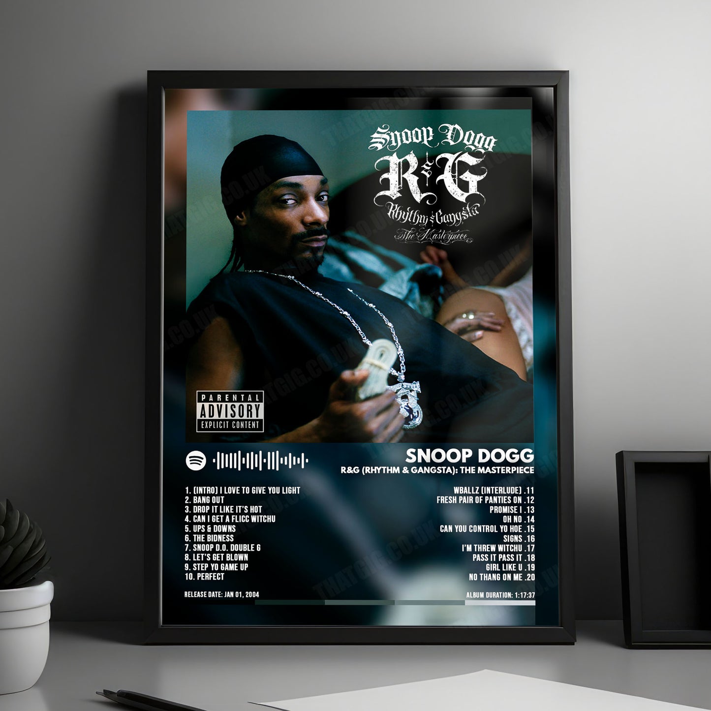 Snoop Dogg "R&G (Rhythm & Gangsta): The Masterpiece" Album Cover Poster - with Complete Tracklist