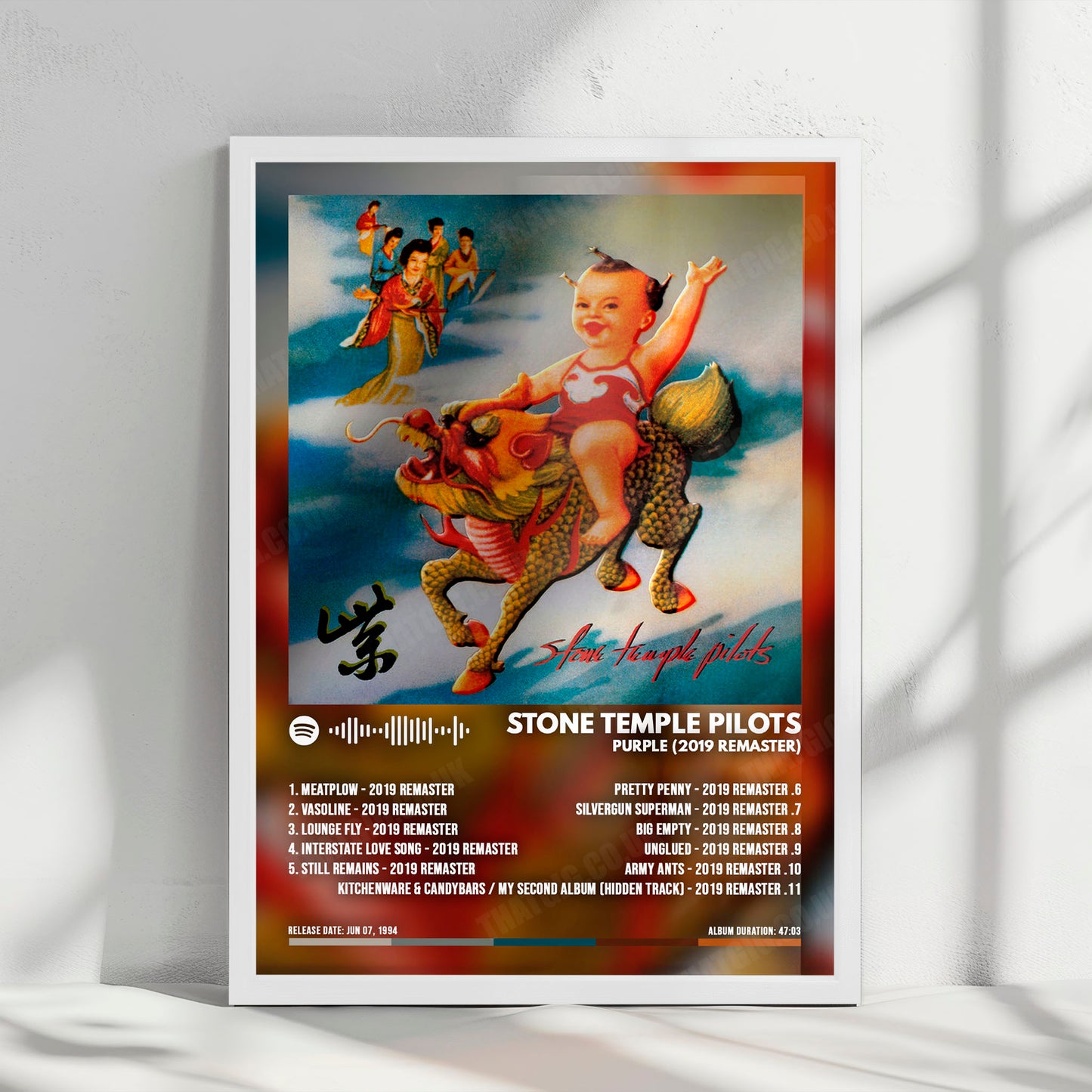 Stone Temple Pilots "Purple" Album Cover Poster - with Complete Tracklist