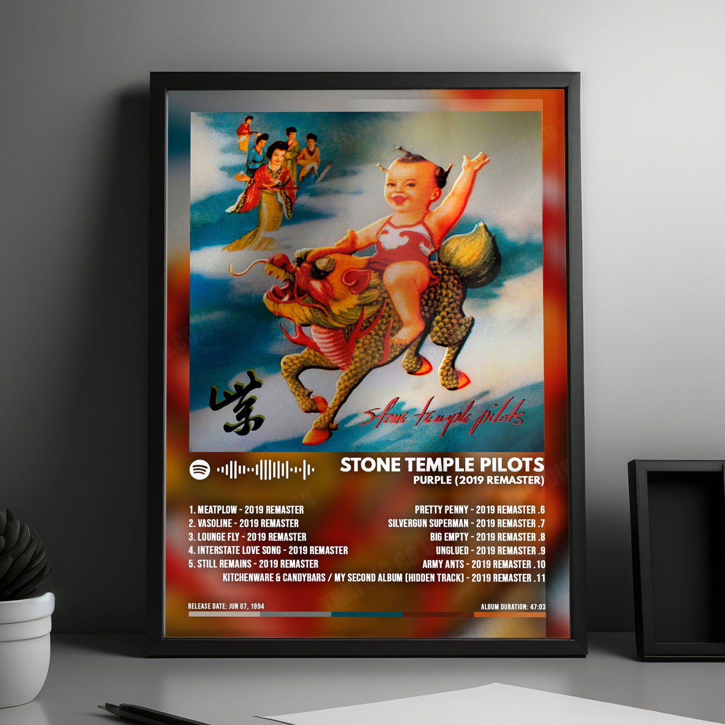 Stone Temple Pilots "Purple" Album Cover Poster - with Complete Tracklist
