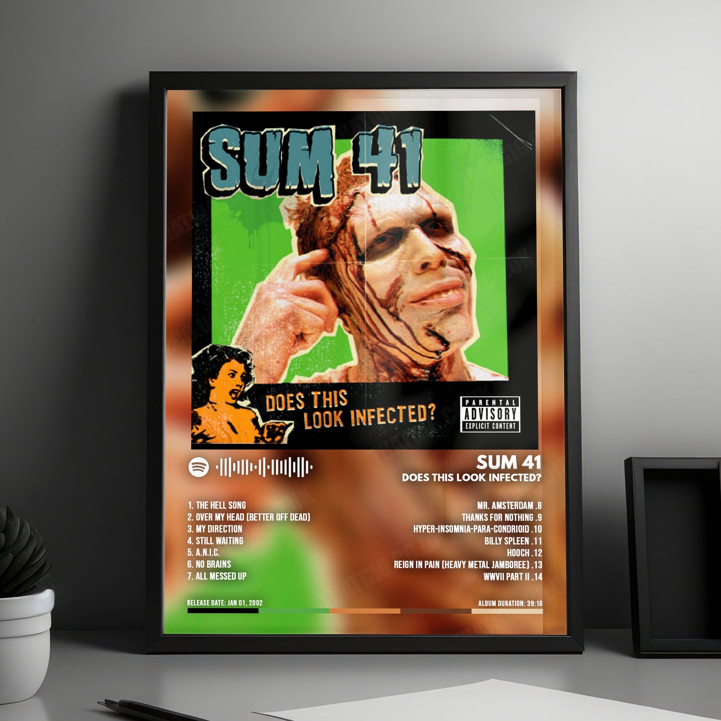Sum 41 "Does This Look Infected? " Album Cover Poster - with Complete Tracklist