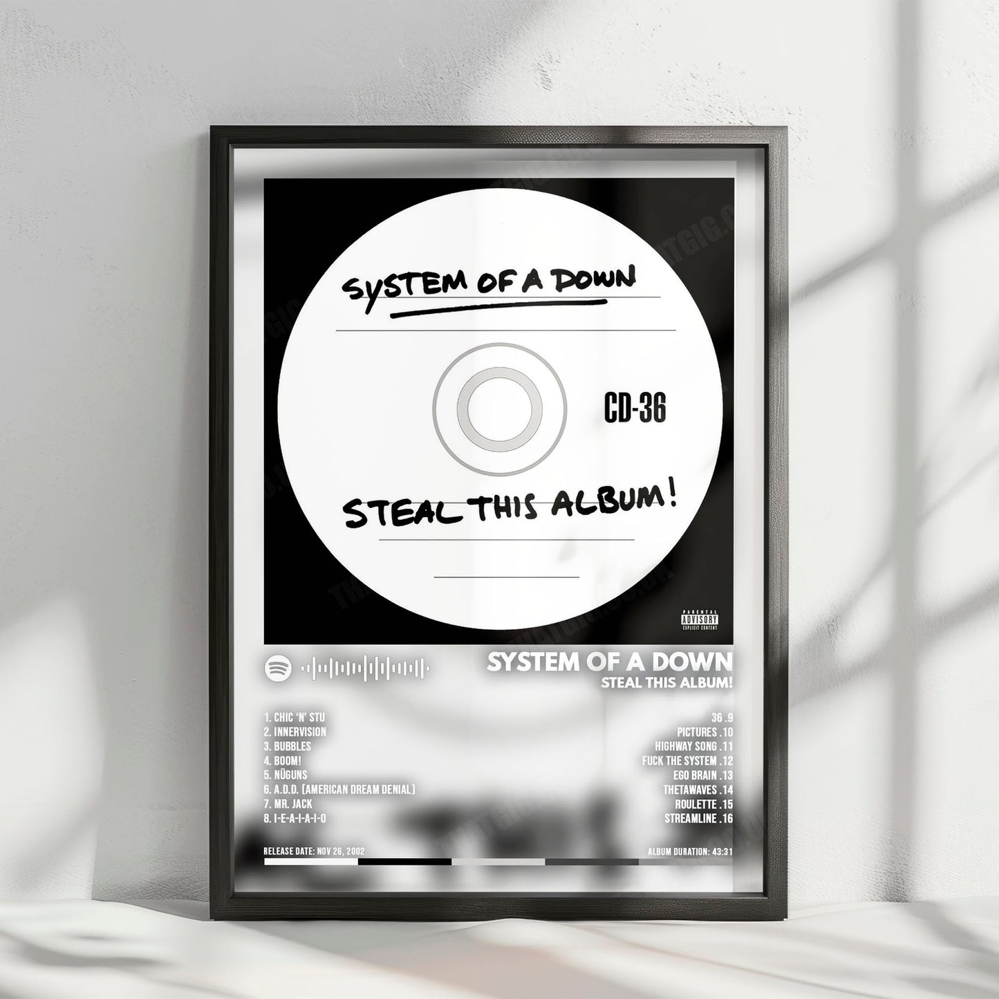 System of a Down "Steal This Album! " Album Cover Poster - with Complete Tracklist