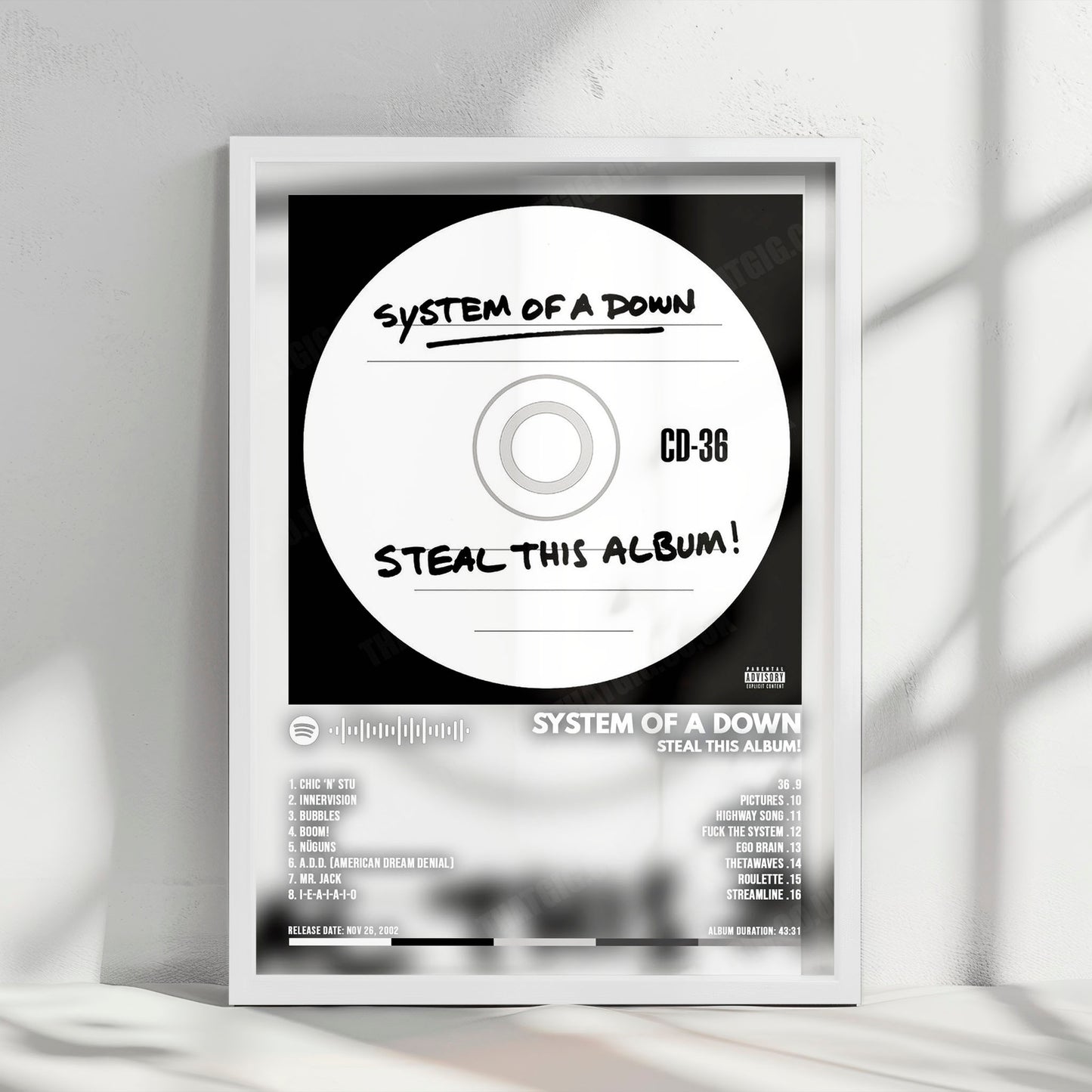 System of a Down "Steal This Album! " Album Cover Poster - with Complete Tracklist