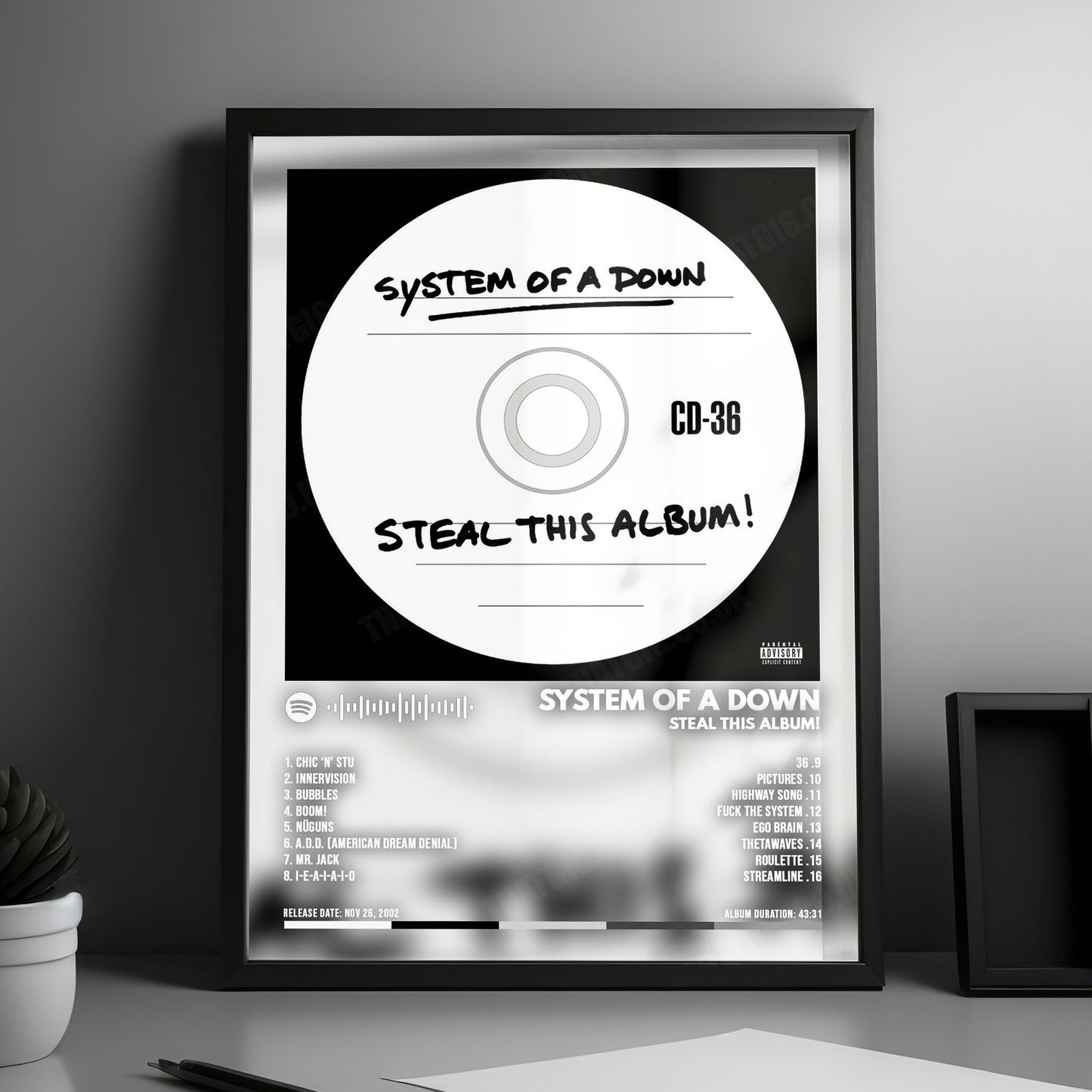 System of a Down "Steal This Album! " Album Cover Poster - with Complete Tracklist