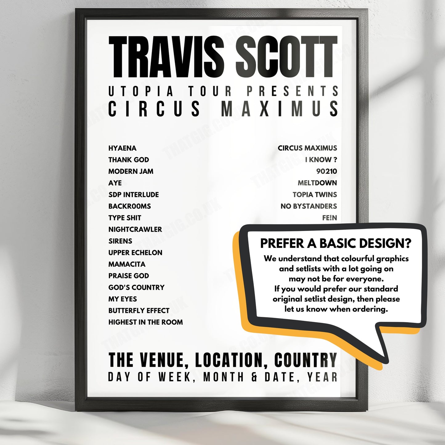 Travis Scott Setlist Poster - United Center, Chicago, USA - January 22nd, 2024