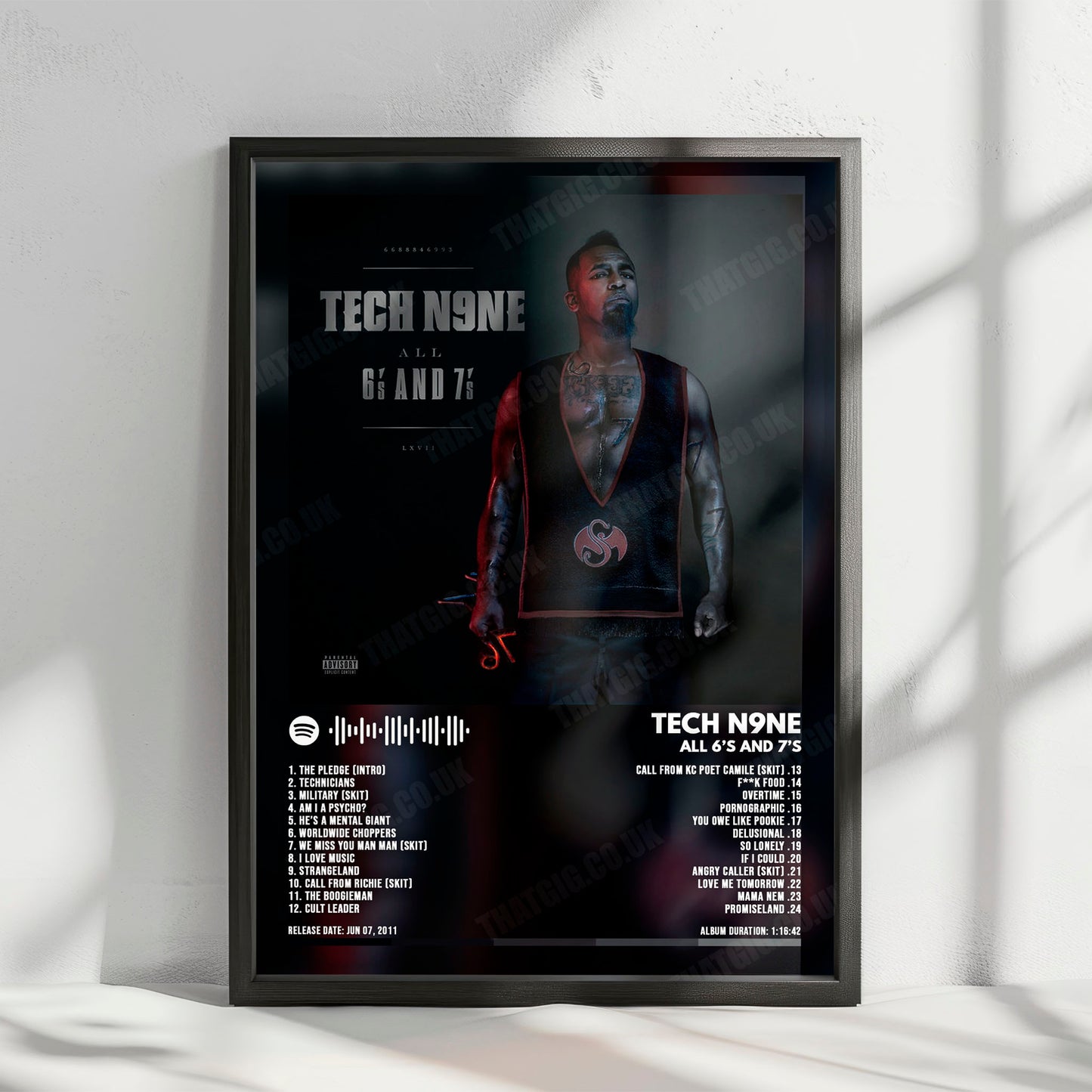 Tech N9ne "All 6's and 7's " Album Cover Poster - with Complete Tracklist