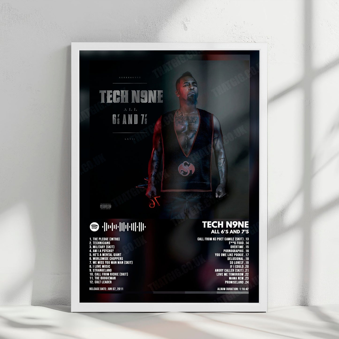 Tech N9ne "All 6's and 7's " Album Cover Poster - with Complete Tracklist