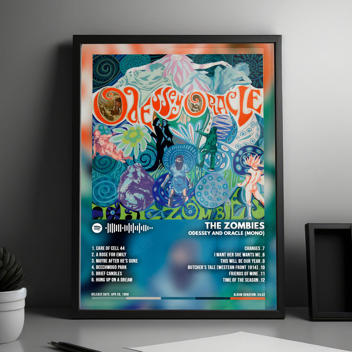 The Zombies "Odessey and Oracle" Album Cover Poster - with Complete Tracklist