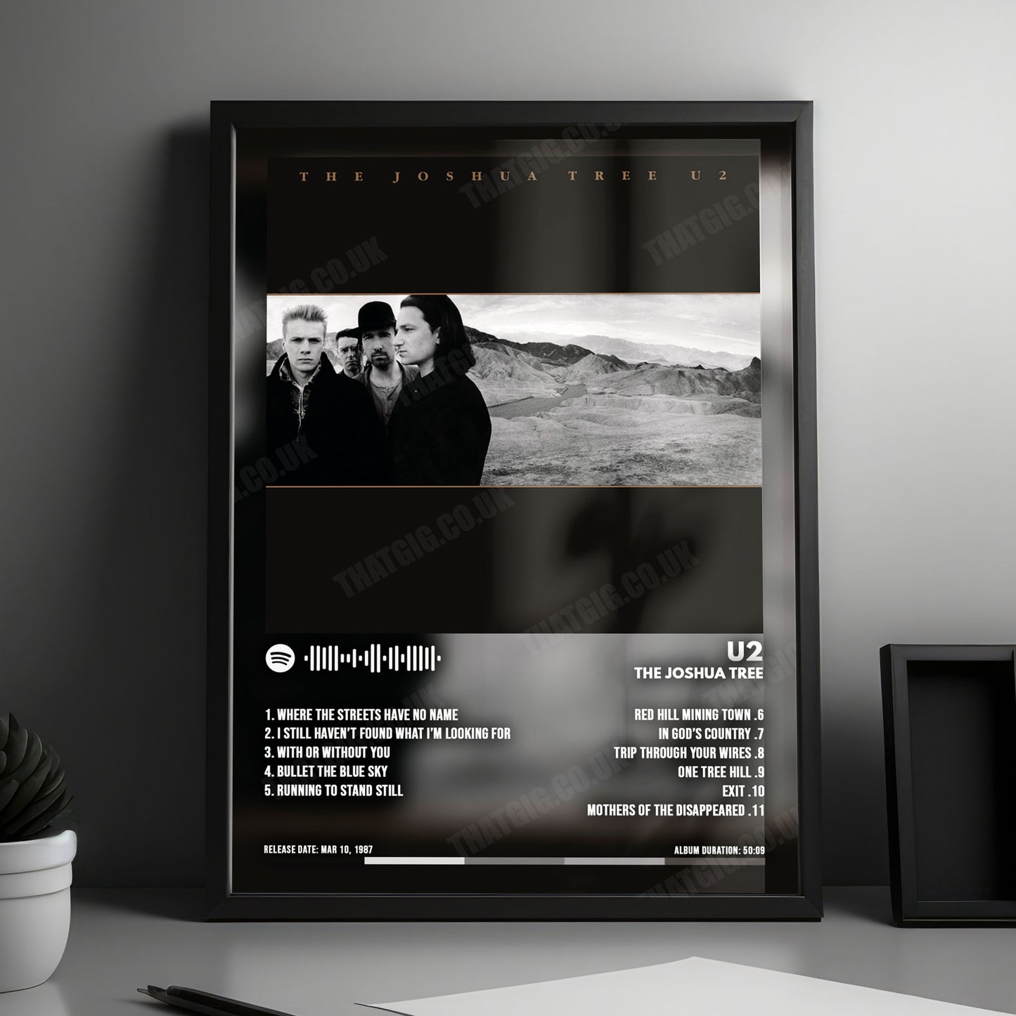 U2 "The Joshua Tree" Album Cover Poster - with Complete Tracklist