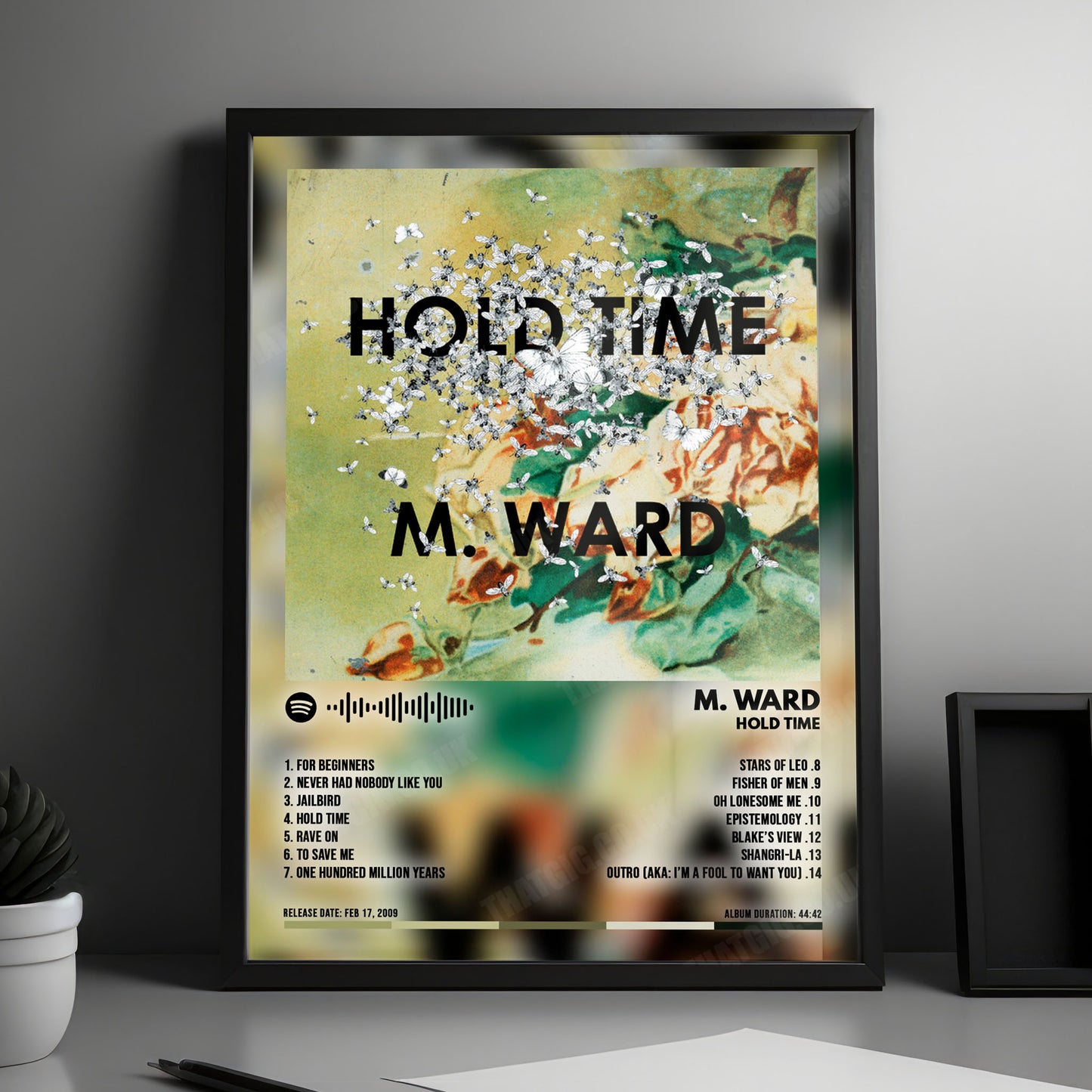 M. Ward "Hold Time" Album Cover Poster - with Complete Tracklist