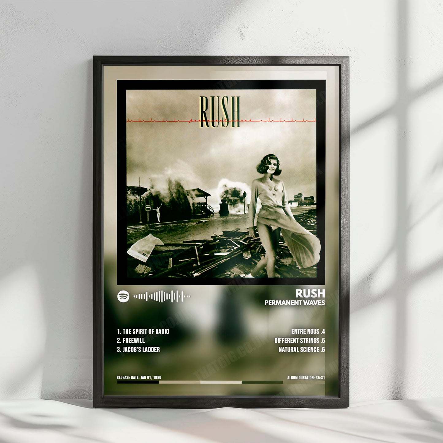 Rush "Permanent Waves" Album Cover Poster - with Complete Tracklist