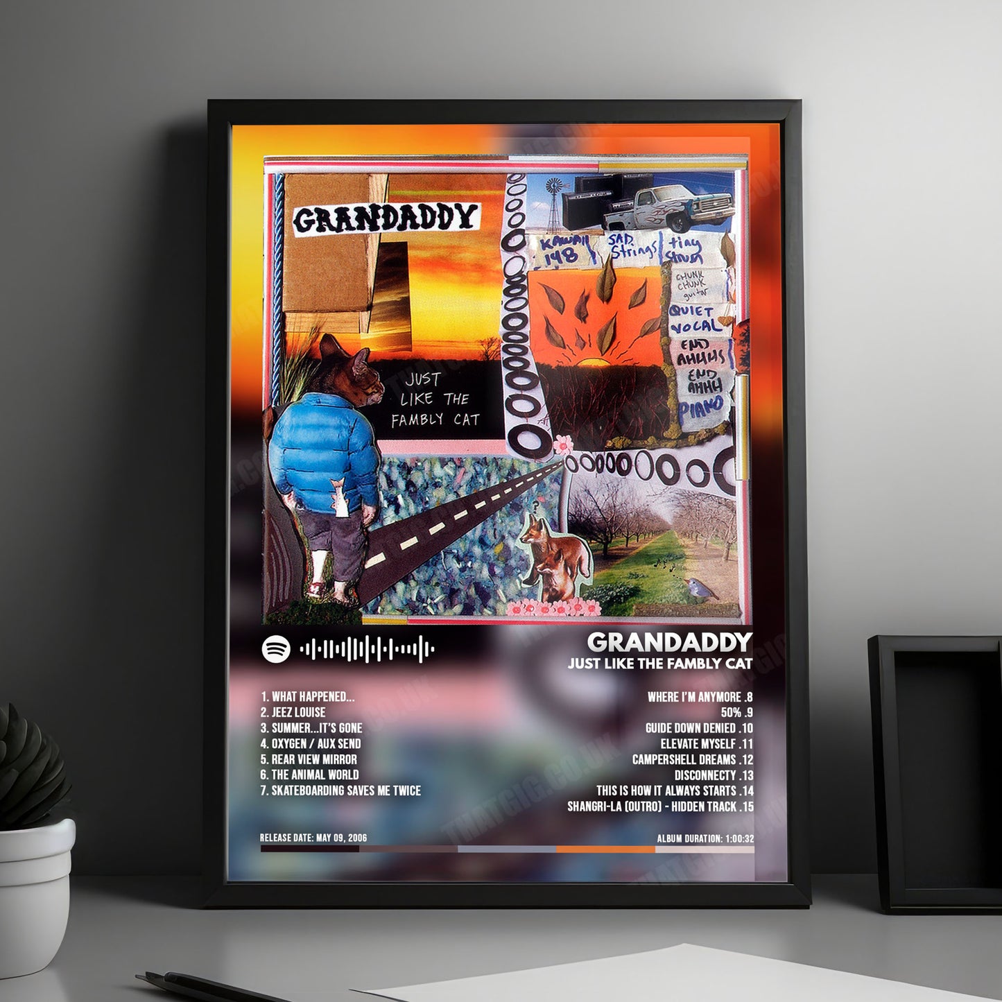Grandaddy "Just Like The Fambly Cat" Album Cover Poster - with Complete Tracklist