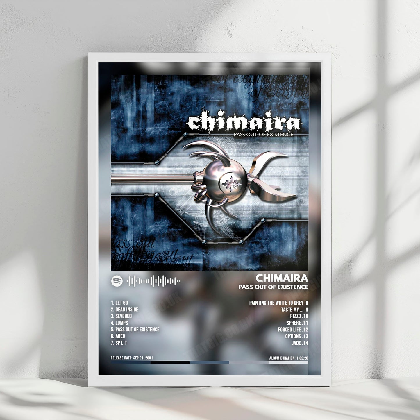 Chimaira "Pass Out Of Existence" Album Cover Poster - with Complete Tracklist
