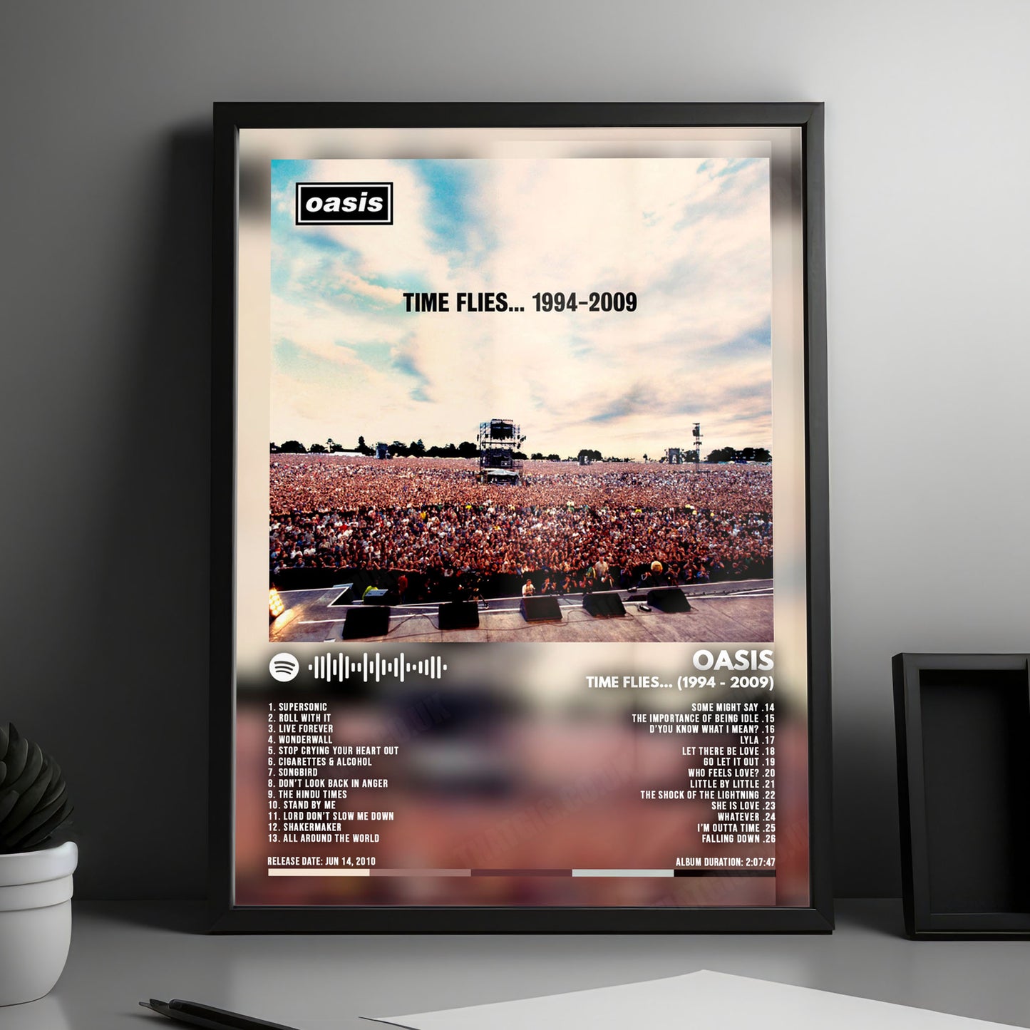 Oasis "Time Flies" Album Cover Poster - with Complete Tracklist