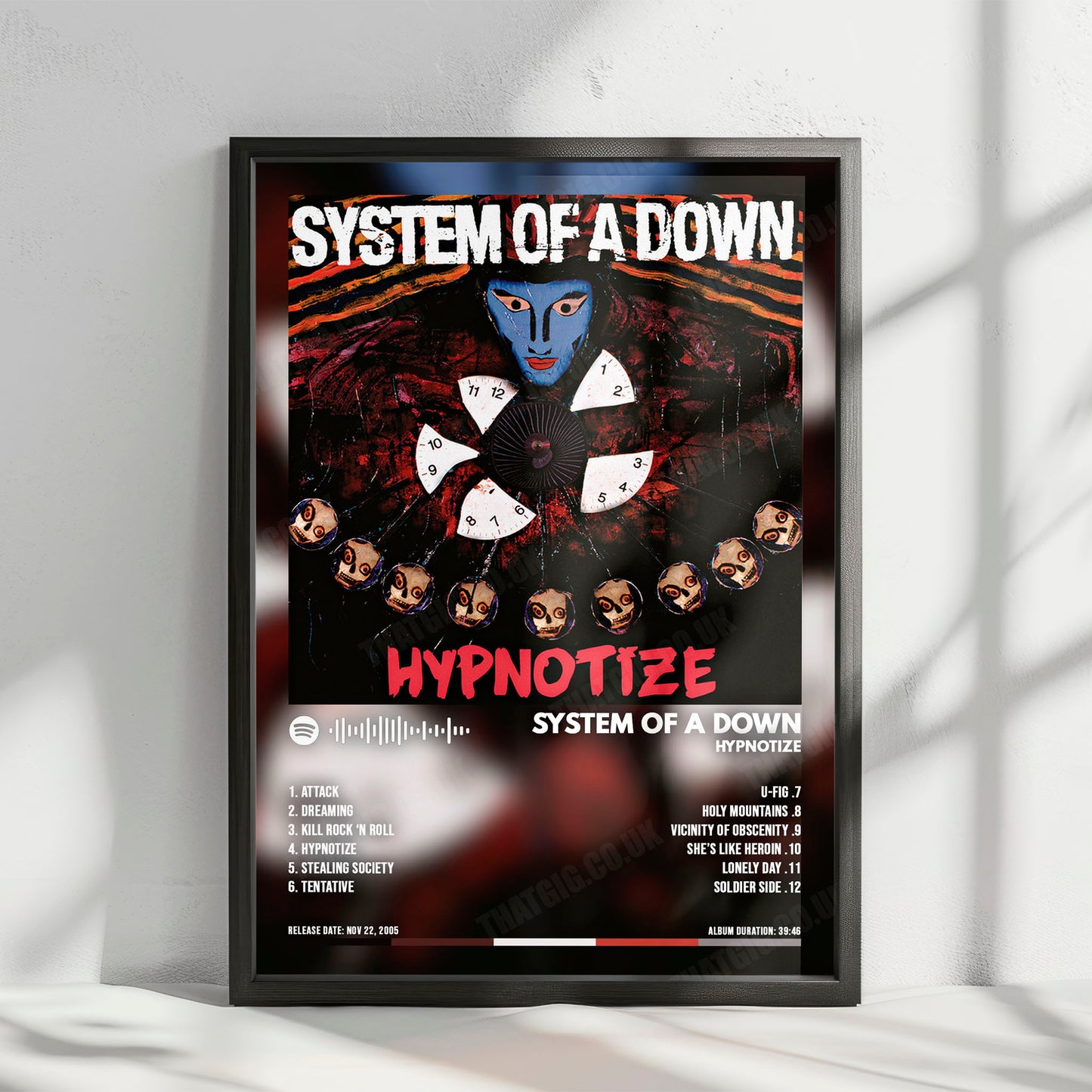System of a Down "Hypnotize " Album Cover Poster - with Complete Tracklist