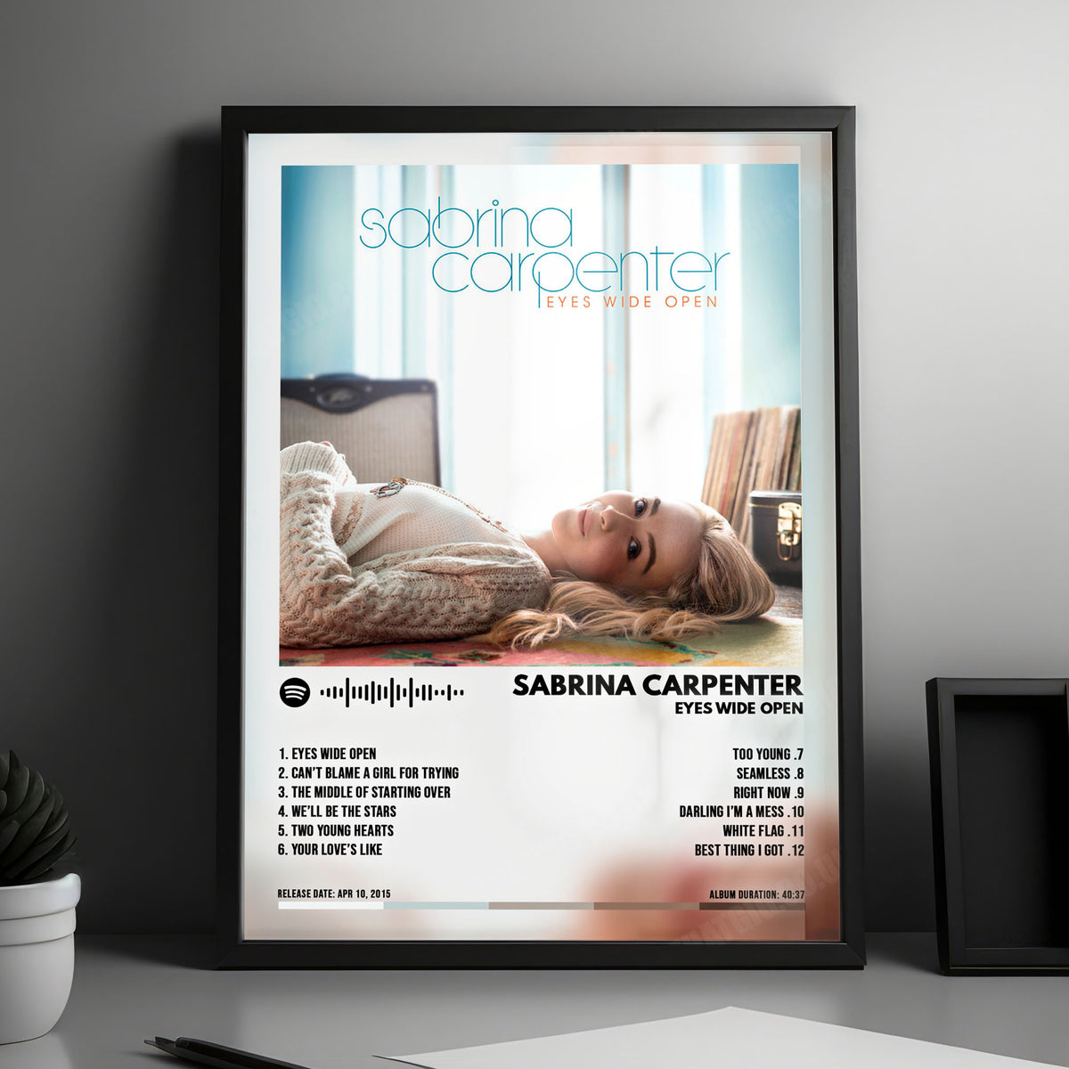 Sabrina Carpenter "Eyes Wide Open" Album Cover Poster - with Complete Tracklist