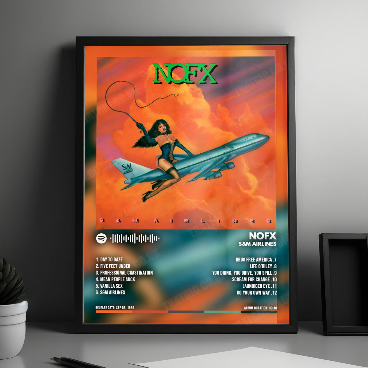 NOFX "S&M Airlines" Album Cover Poster - with Complete Tracklist