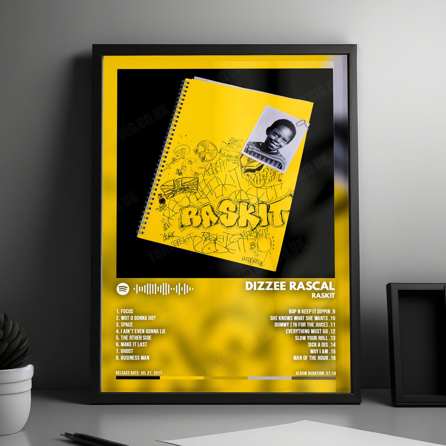 Dizzee Rascal "Raskit" Album Cover Poster - with Complete Tracklist