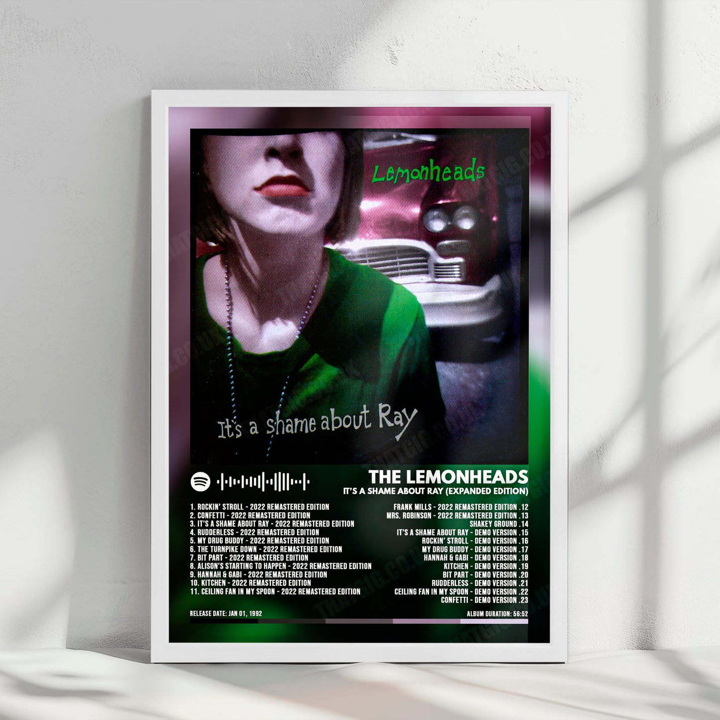 The Lemonheads "It's a Shame About Ray" Album Cover Poster - with Complete Tracklist