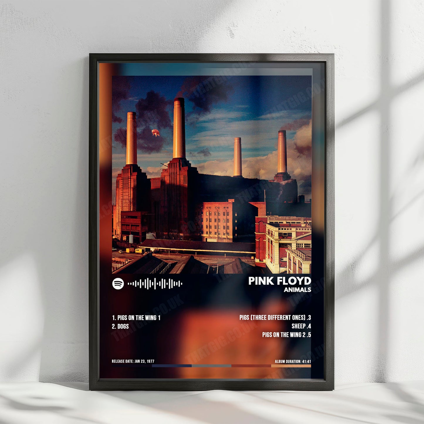 Pink Floyd "Animals " Album Cover Poster - with Complete Tracklist