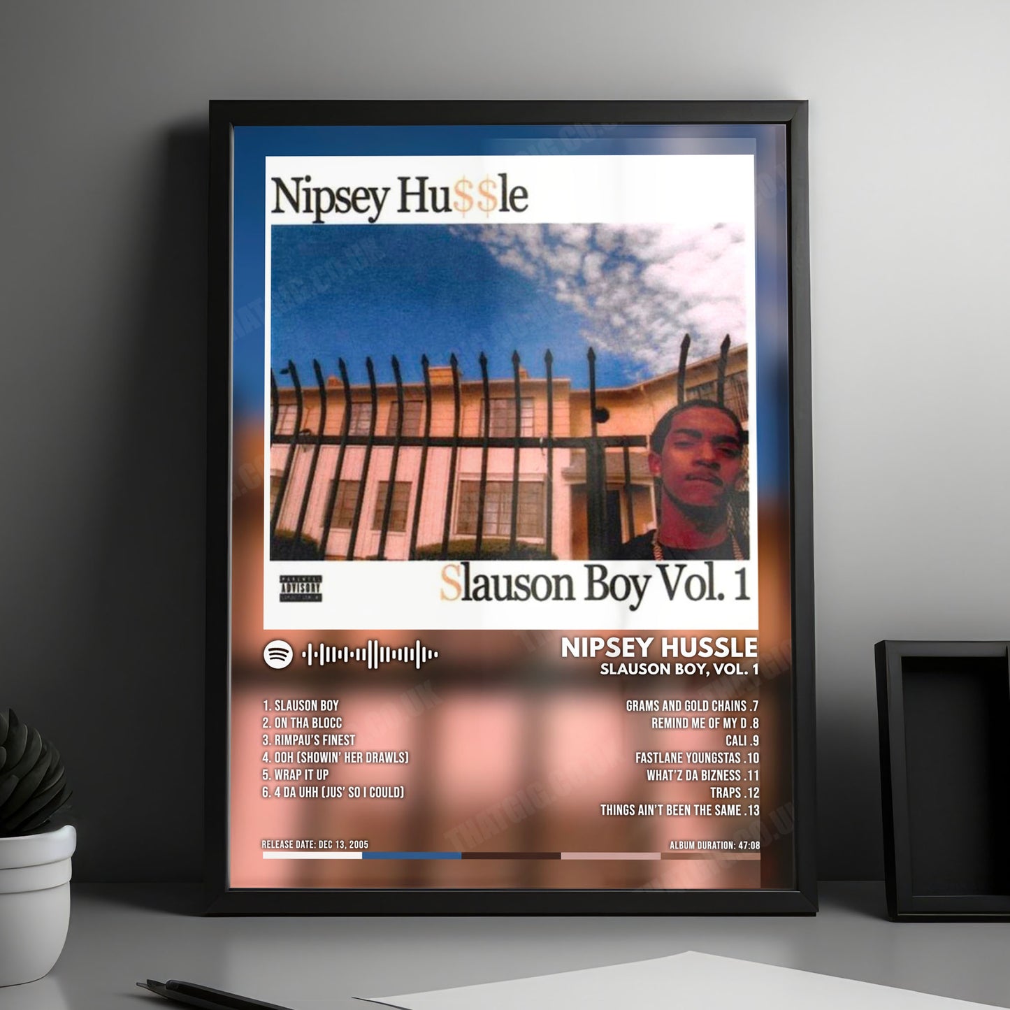 Nipsey Hussle "Slauson Boy, Vol. 1" Album Cover Poster - with Complete Tracklist
