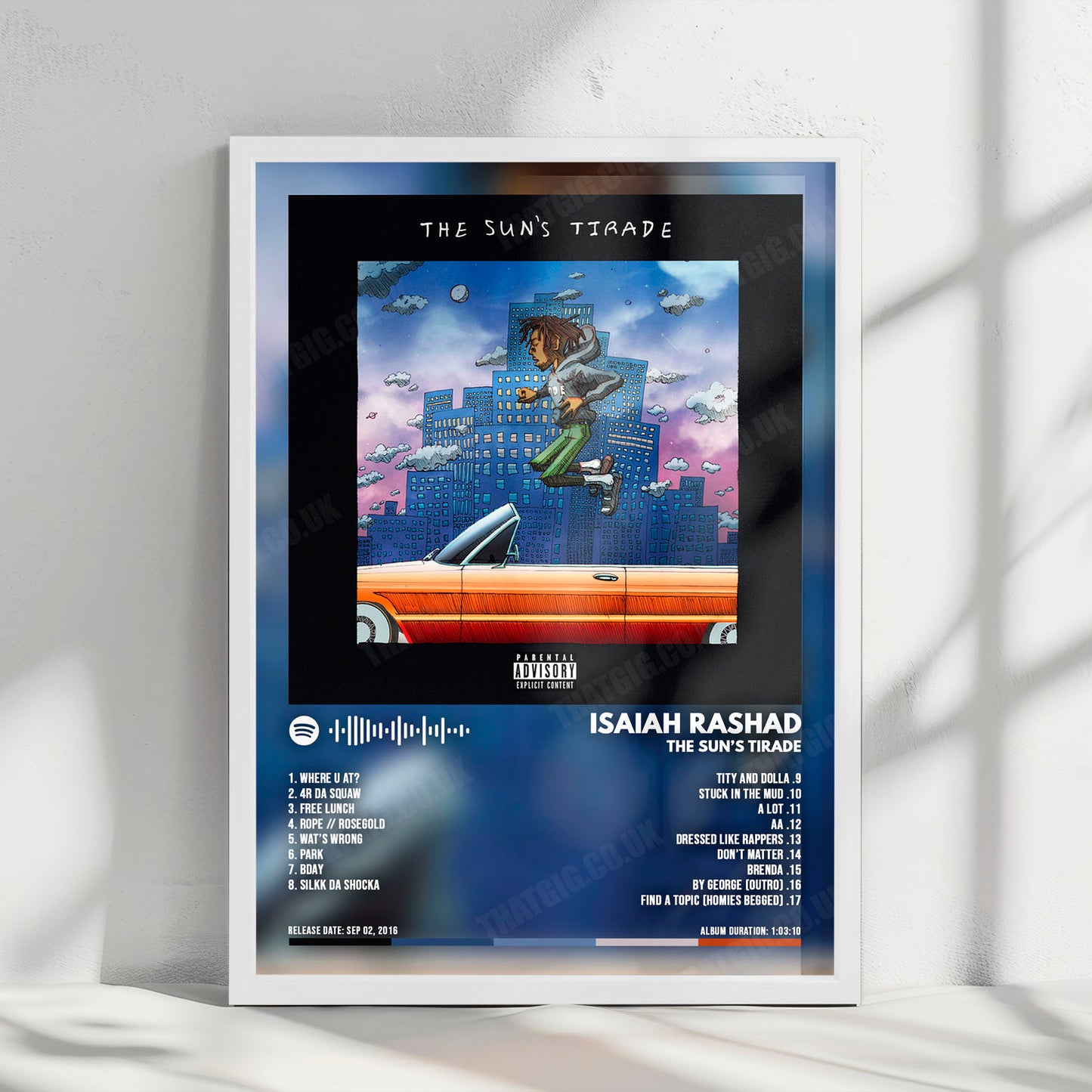 Isaiah Rashad "The Sun'S Tirade" Album Cover Poster - with Complete Tracklist