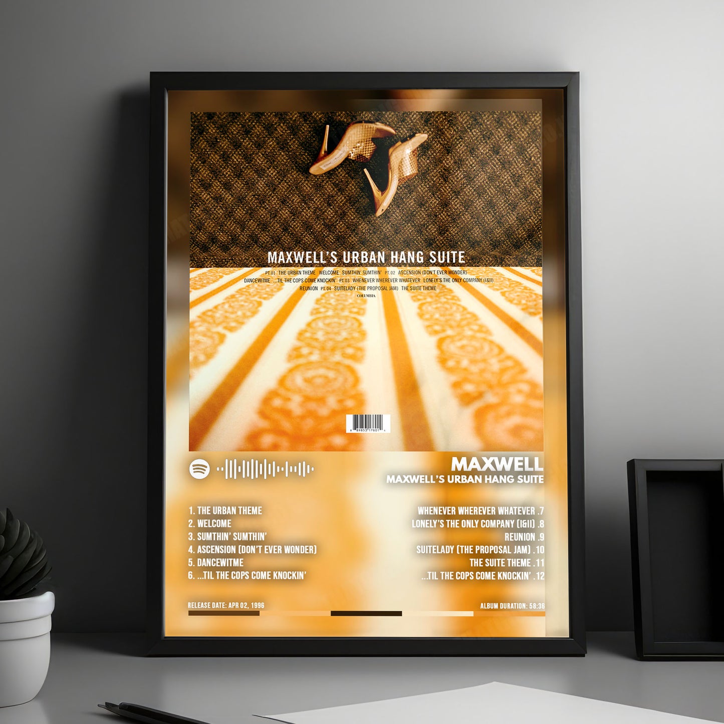 Maxwell "Urban Hang Suite " Album Cover Poster - with Complete Tracklist