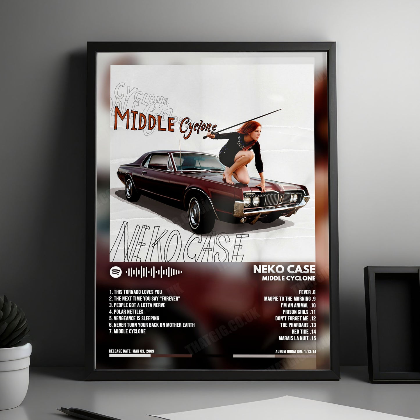 Neko Case "Middle Cyclone" Album Cover Poster - with Complete Tracklist
